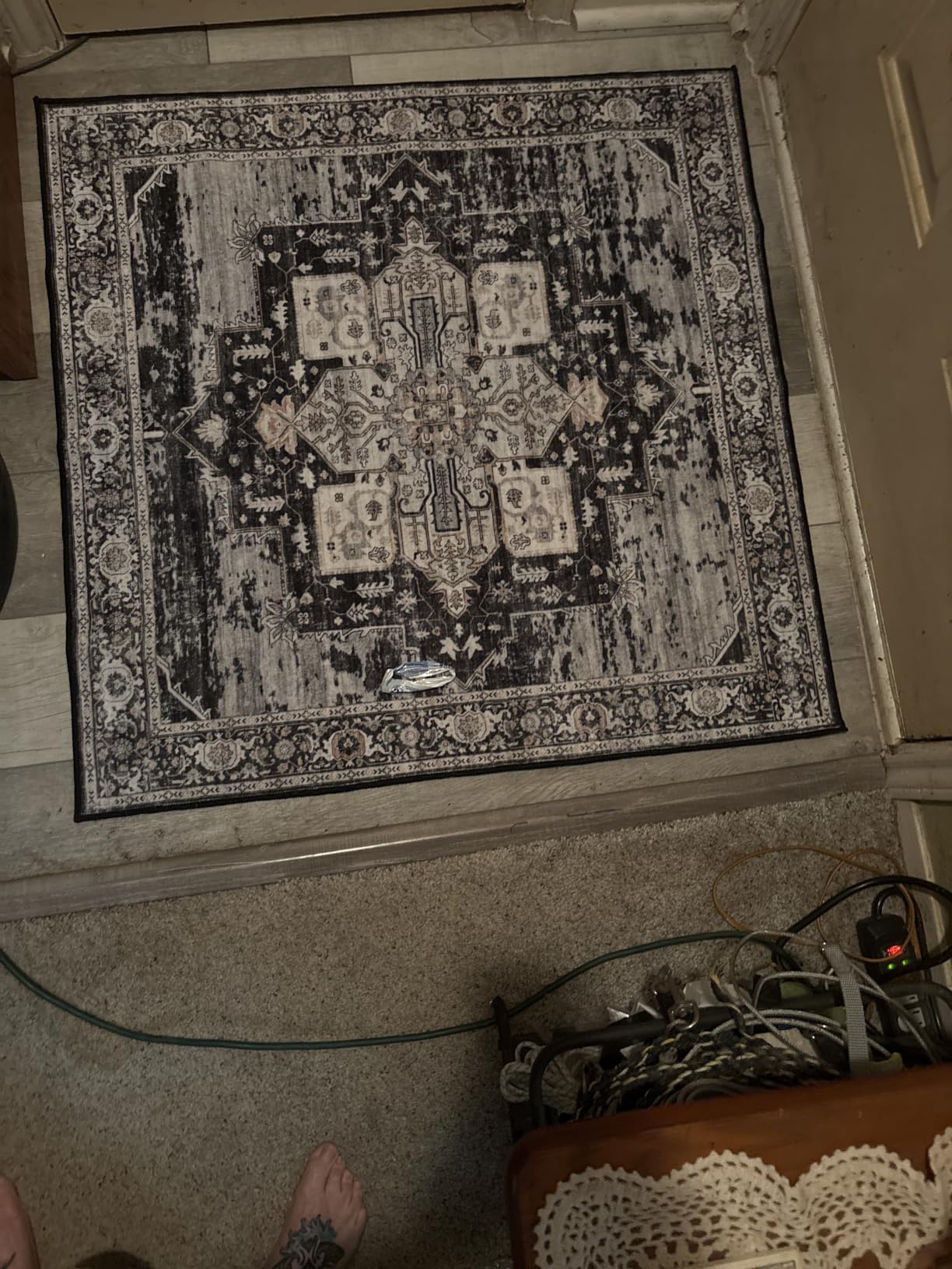 RUUGME Washable 8x10 Area Rugs - Large Rugs for Living Room Stain Resistant Carpet Vintage Rugs for Bedroom with Non Slip Backing Home Decor Floor Decoration Mat (8x10 Black) customer photo 1