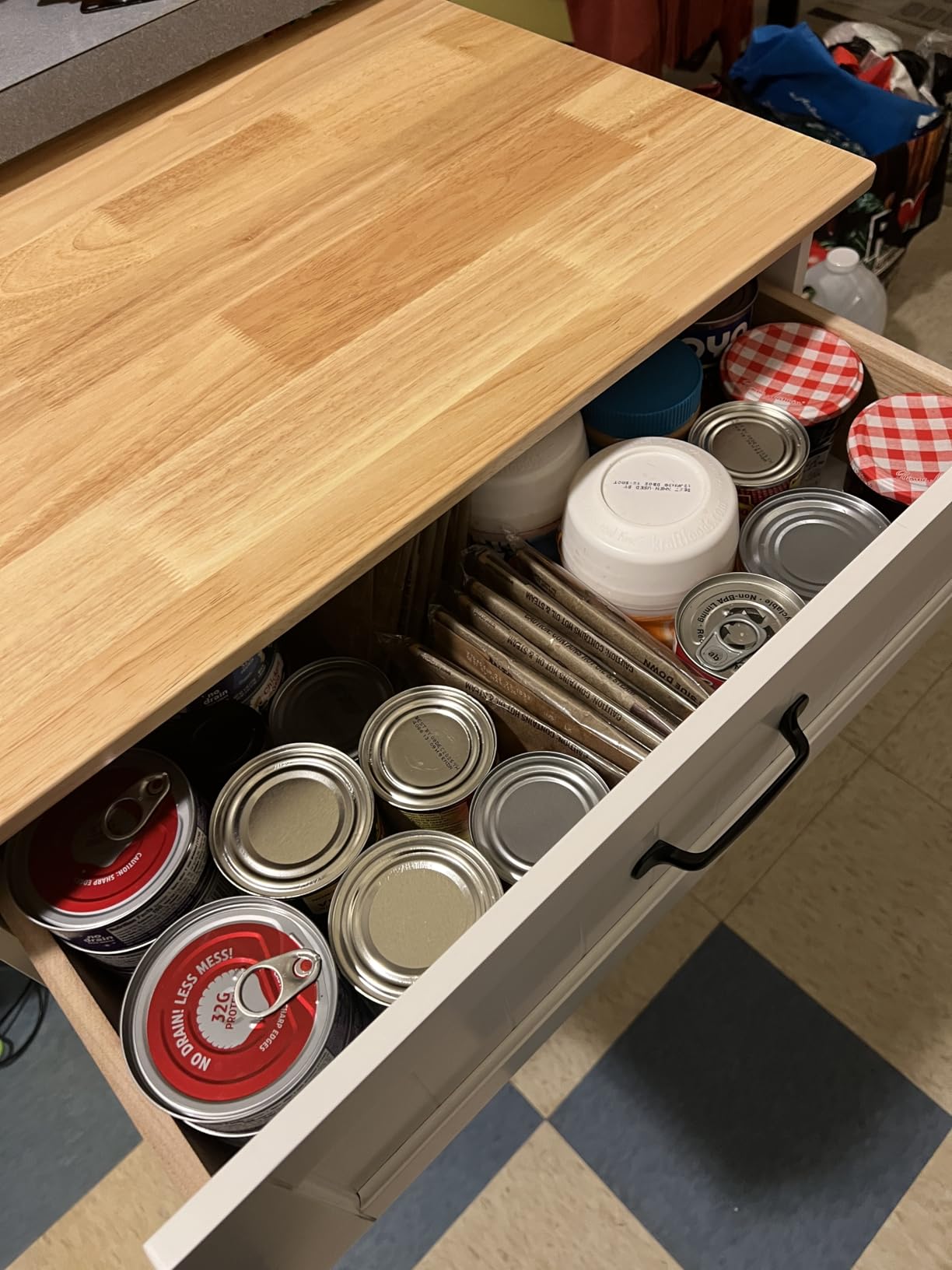 Gizoon Kitchen Island Cart with Adjustable Shelf, White, Tabletop-Oak Color customer photo 2