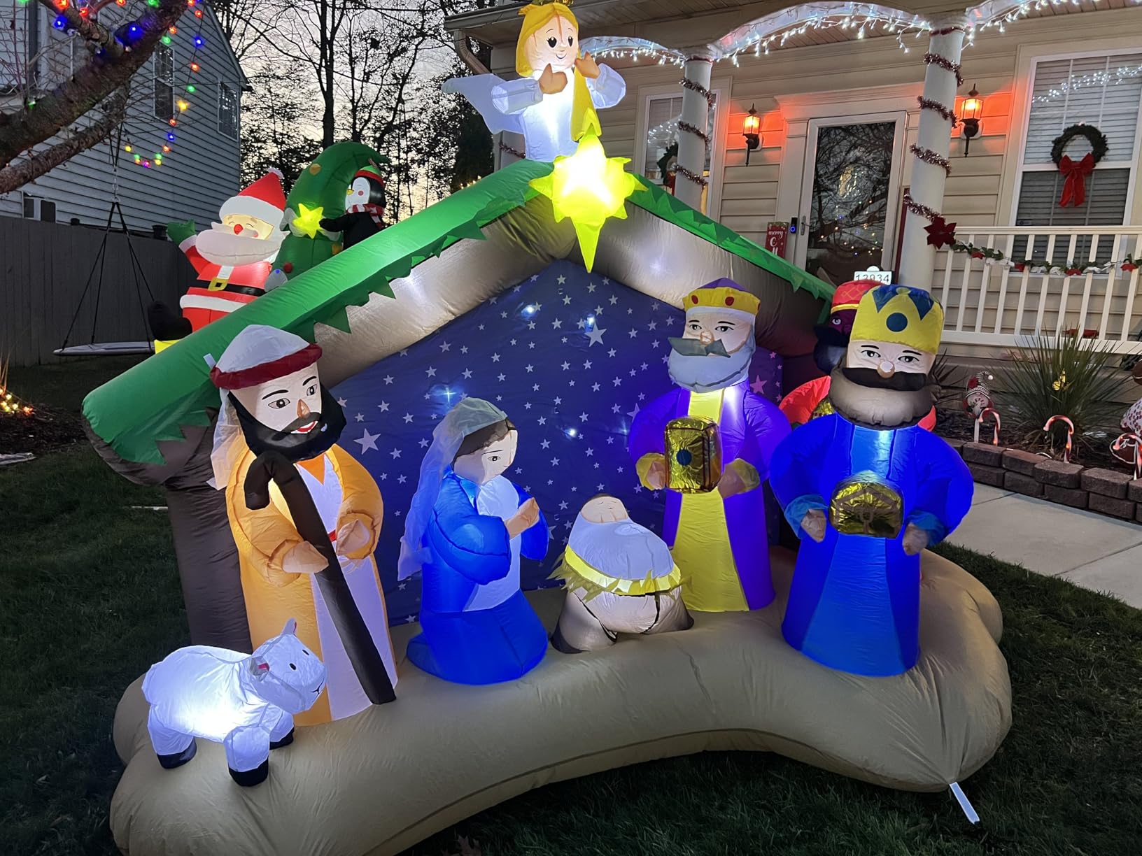 8 FT Christmas Inflatables Nativity Scene Outdoor Decorations, Christmas Blow Up Yard Decorations Nativity Sets for Garden Lawn Xmas Decor customer photo 2