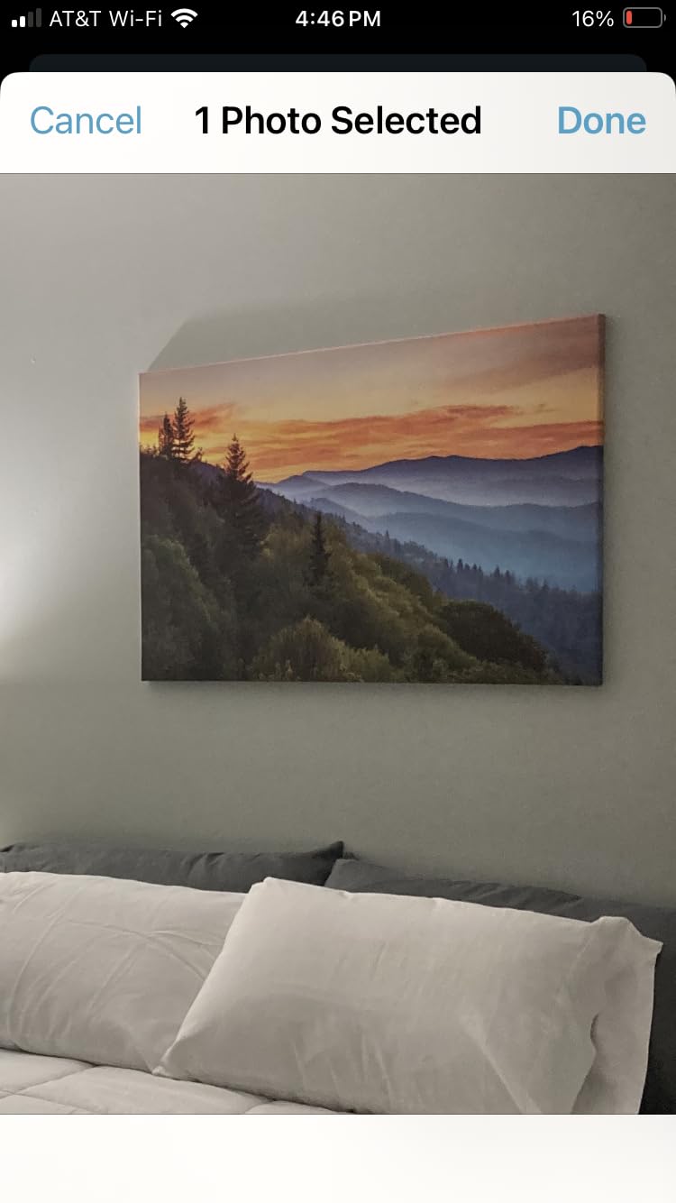 Great Smoky Mountains Wall Art Blue Ridge Mountain Sunset Landscape Canvas Print National Park Nature Forest North Carolina Scenery Artwork for Living Room Bedroom Office Home Decorations Framed 12x16 customer photo 1