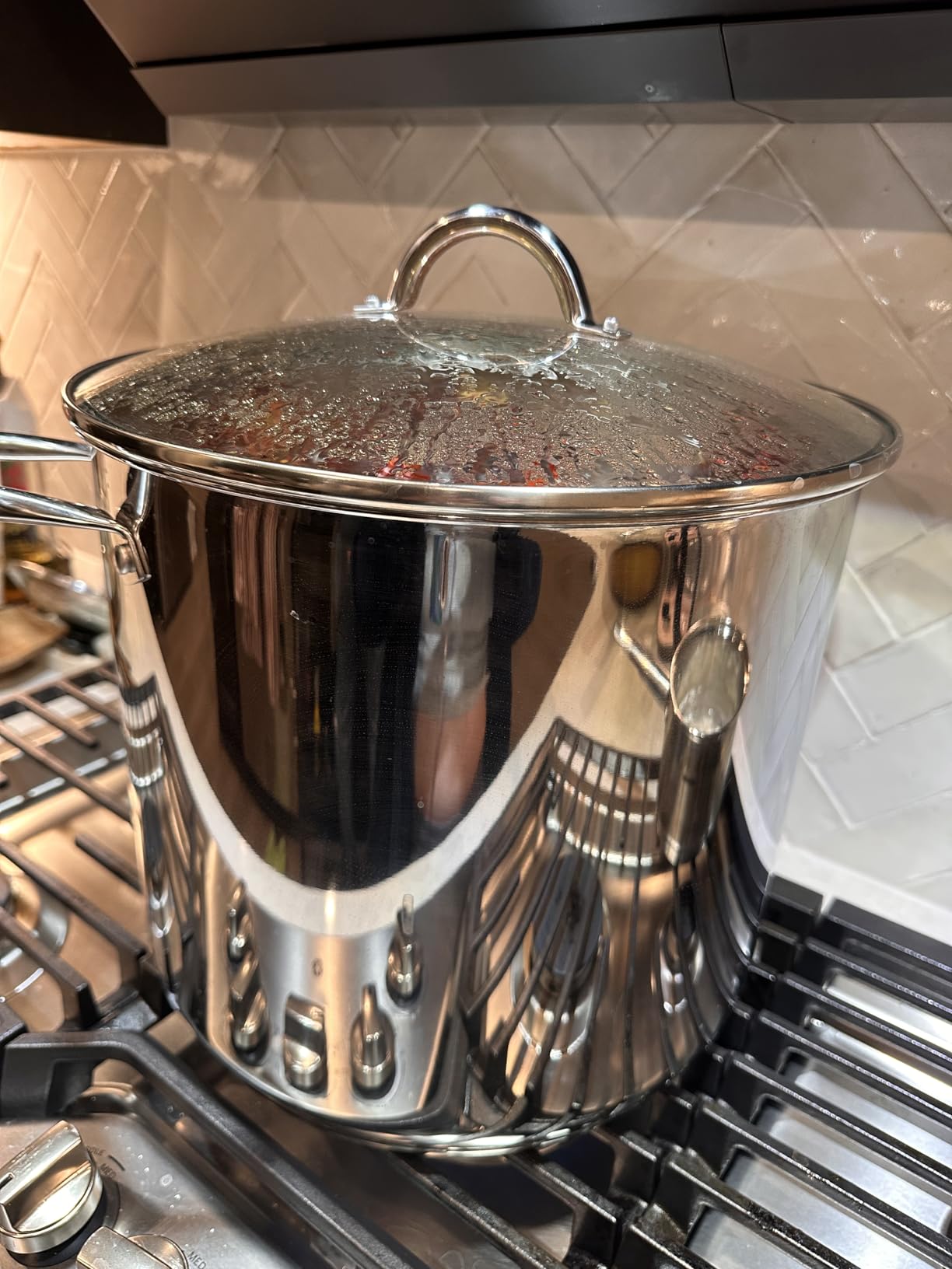 Stainless Steel Stockpot with Tempered Glass Lid 24 Quart, Durable 18/0 Stainless Steel, Impact-Bonded Base for Even Heating, Riveted Handles, Oven & All Stove Compatible, Safe Up To 500°F (260°C) customer photo 1