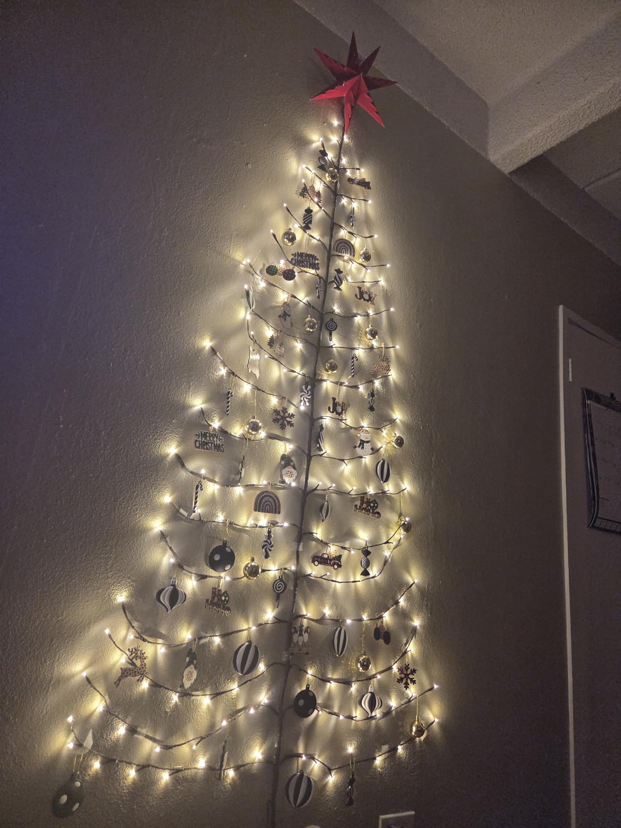 Hairui Lighted Brown Wall Tree 6FT 180 Warm White LED Lights for Easter Home Fireplace Christmas Decoration Inside Outside customer photo 2