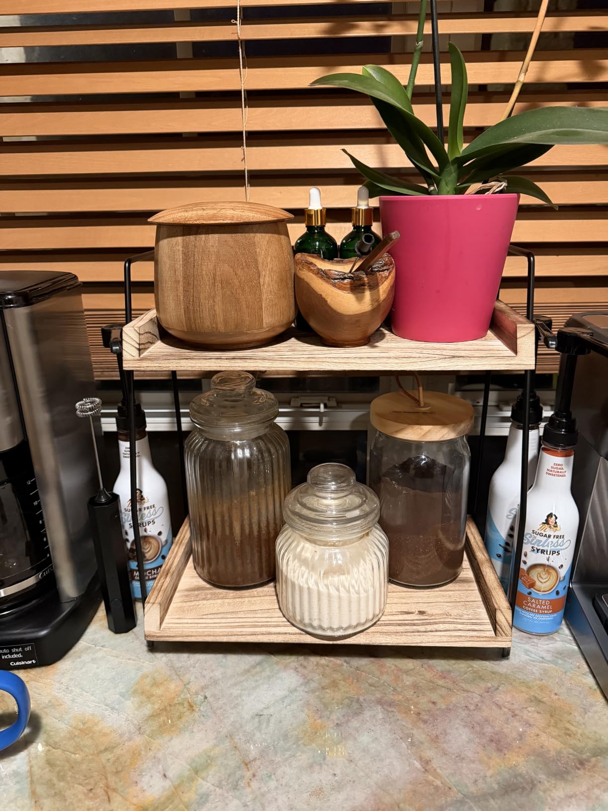 ANBOXIT Countertop Coffee Station Organizer, 2 Tier Wooden Shelf customer photo 1