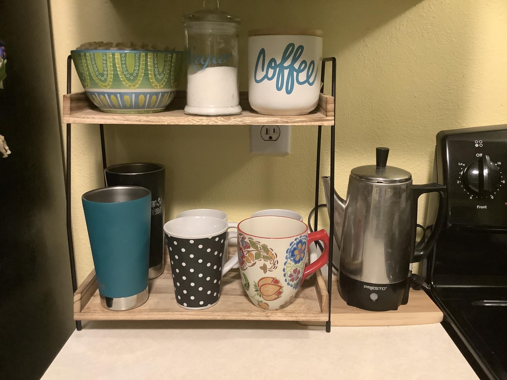 ANBOXIT Countertop Coffee Station Organizer, 2 Tier Wooden Shelf customer photo 2