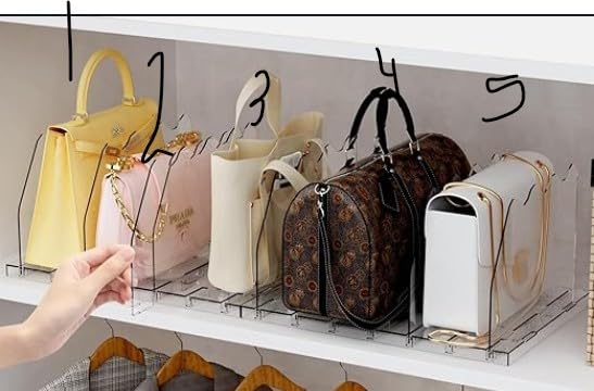 SPACEKEEPER Adjustable Shelf Divider for Closet, Clear Purse Organizers for Closet Acrylic Handbag Separators Storage Organizer Bookshelf Separator Dividers in Bedroom, Office customer photo 2