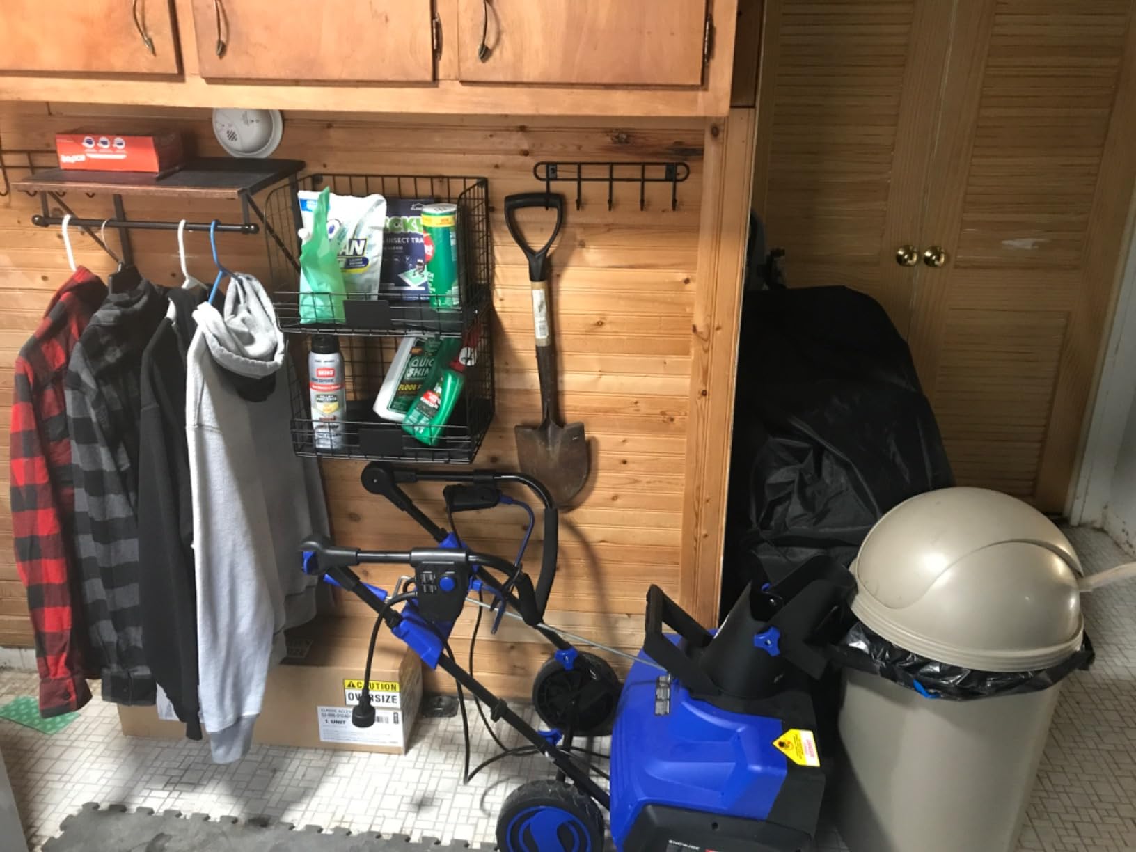 Laundry Room Shelves Wall Mounted with Wire Baskets, Over the Washer and Dryer Shelf with Clothes Drying Rack, Wire Shelves Baskets for Laundry Closet Organization and Storage, Wood+Metal, Black customer photo 2