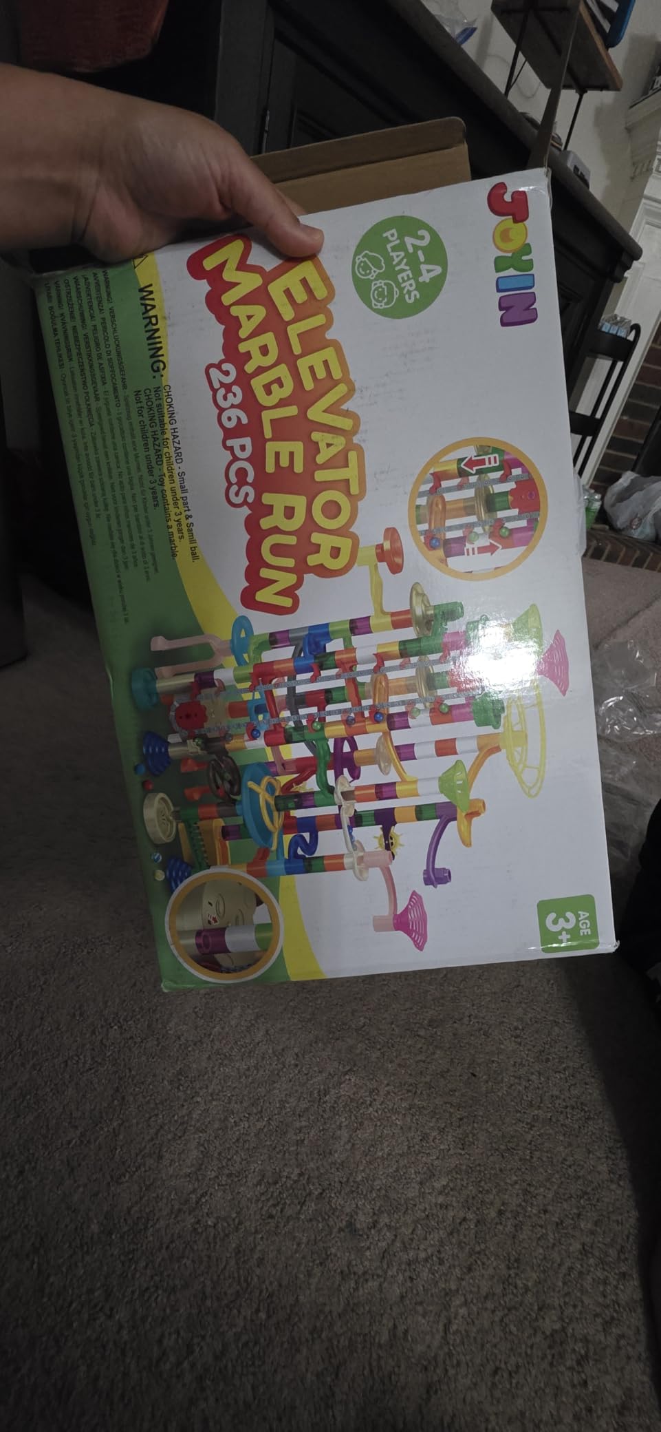 JOYIN 236Pcs Glowing Marble Run with Motorized Elevator- Construction Building Blocks Toys with 30 Glow in The Dark Plastic Marbles, STEM Toy for Boys and Girls, Christmas Birthday Gifts customer photo 1