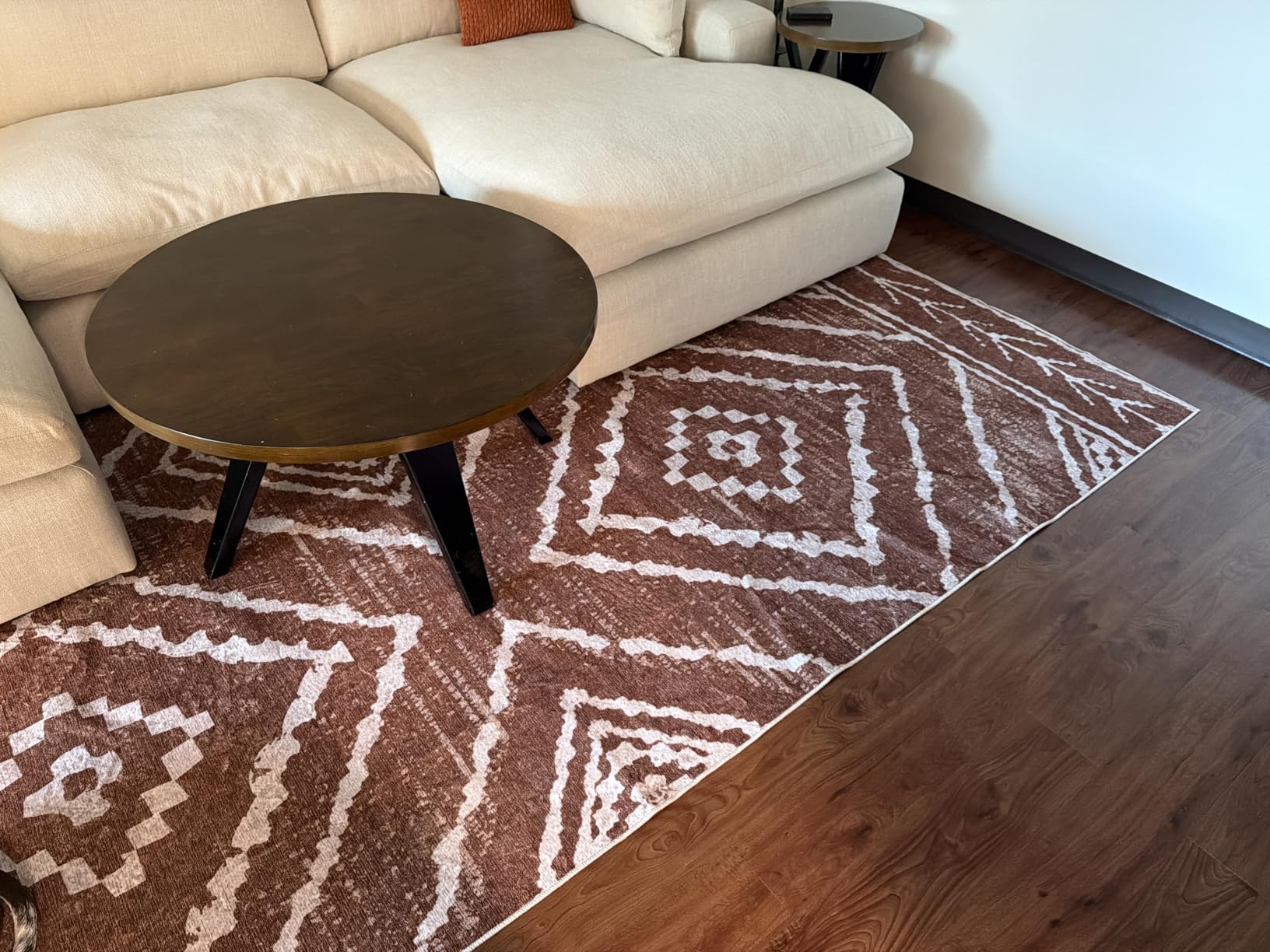 BESTSWEETIE Area Rug 8x10 Machine Washable Non-Slip Low Pile Tribal Western Rug for Living Room Bedroom Entryway - Red/Orange customer photo 1