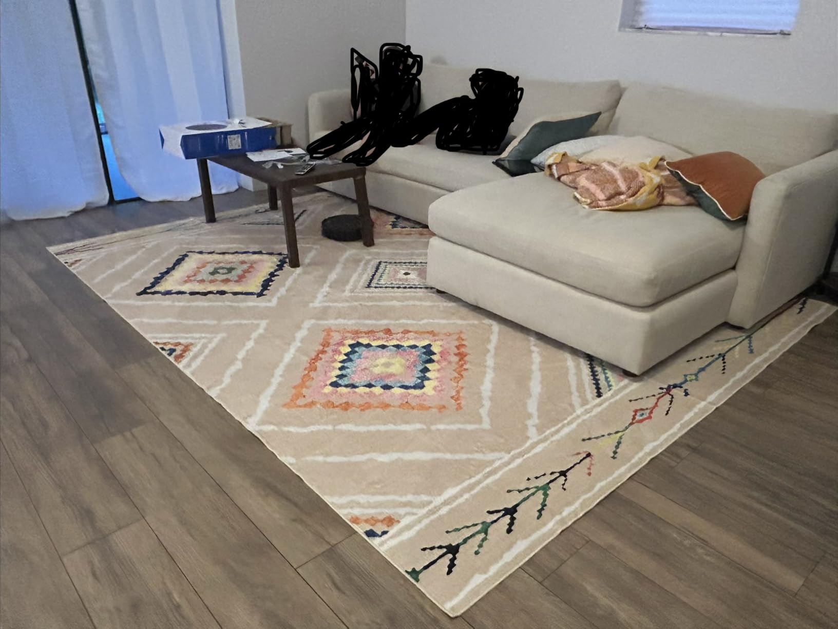 BESTSWEETIE Area Rug 8x10 Machine Washable Non-Slip Low Pile Tribal Western Rug for Living Room Bedroom Entryway - Red/Orange customer photo 2