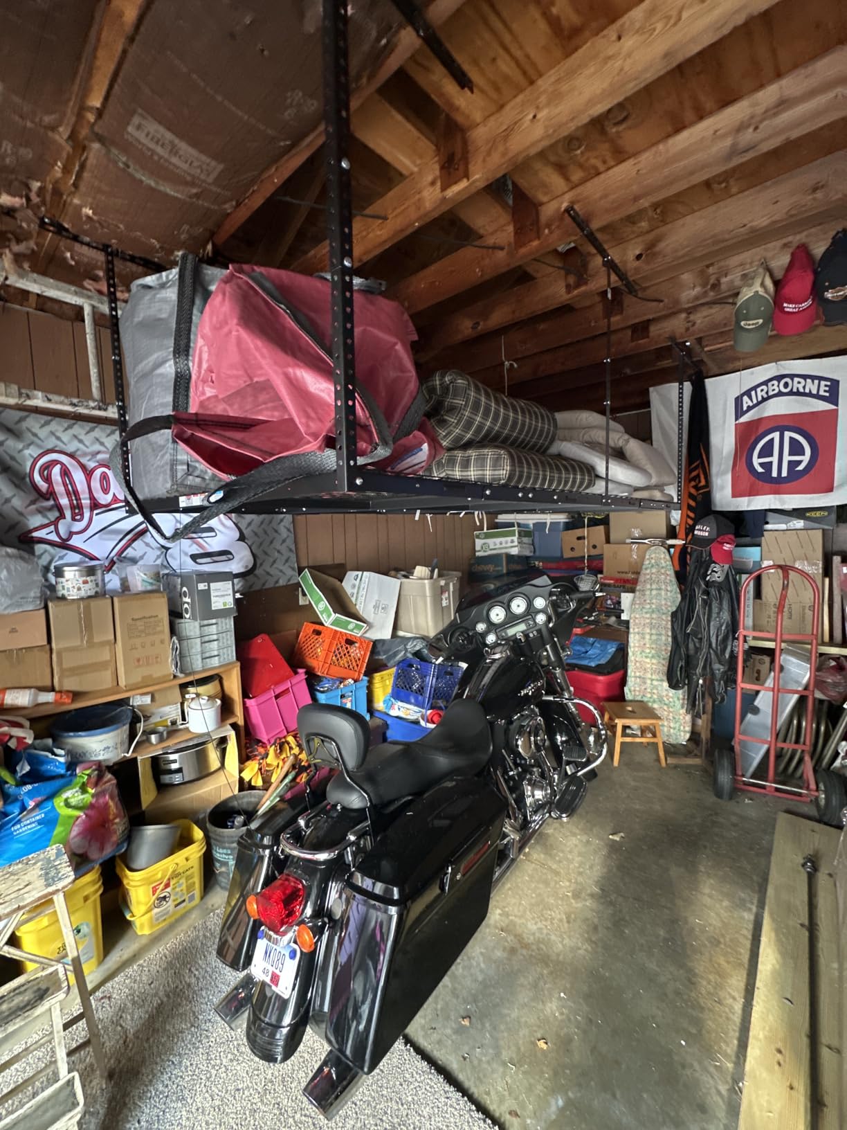 4x8ft Overhead Ceiling Garage Storage Rack, 750LBS Capacity, Black customer photo 2