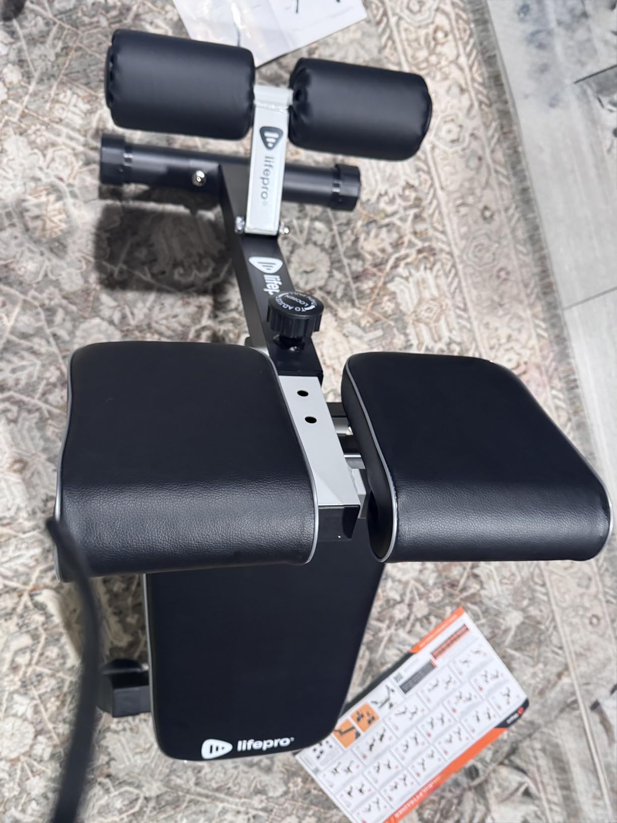 Lifepro SculptTrainer Roman Chair – 20+ Exercises, Foldable, 330 lb Cap | Hyperextension, hip thrusts, sit-ups & back extensions, 10 height positions, padded seat + dual rollers, alloy steel customer photo 1