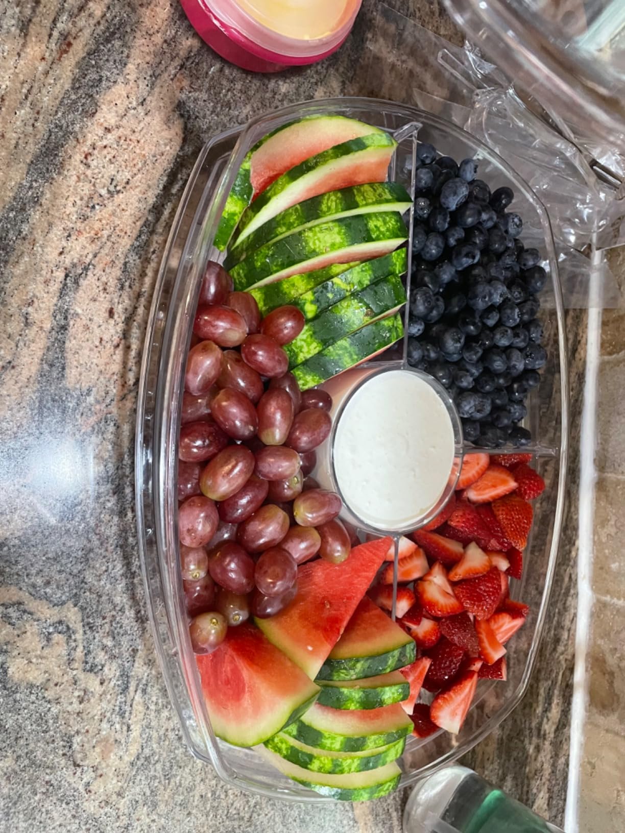 Ice Chilled Serving Tray for Parties, Fruit Tray with Ice Bottom, 15 in customer photo 2