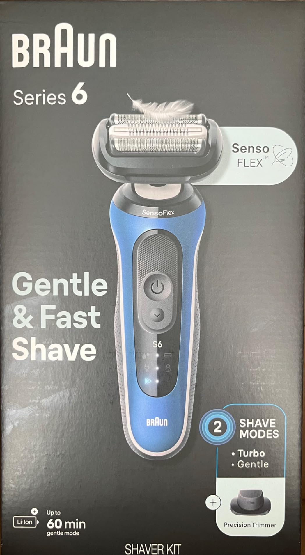 Braun Electric Shaver for Men, Series 6 6120s, Wet & Dry Shave, Turbo & Gentle Shaving Modes, with Precision Trimmer & Pouch, Blue customer photo 1