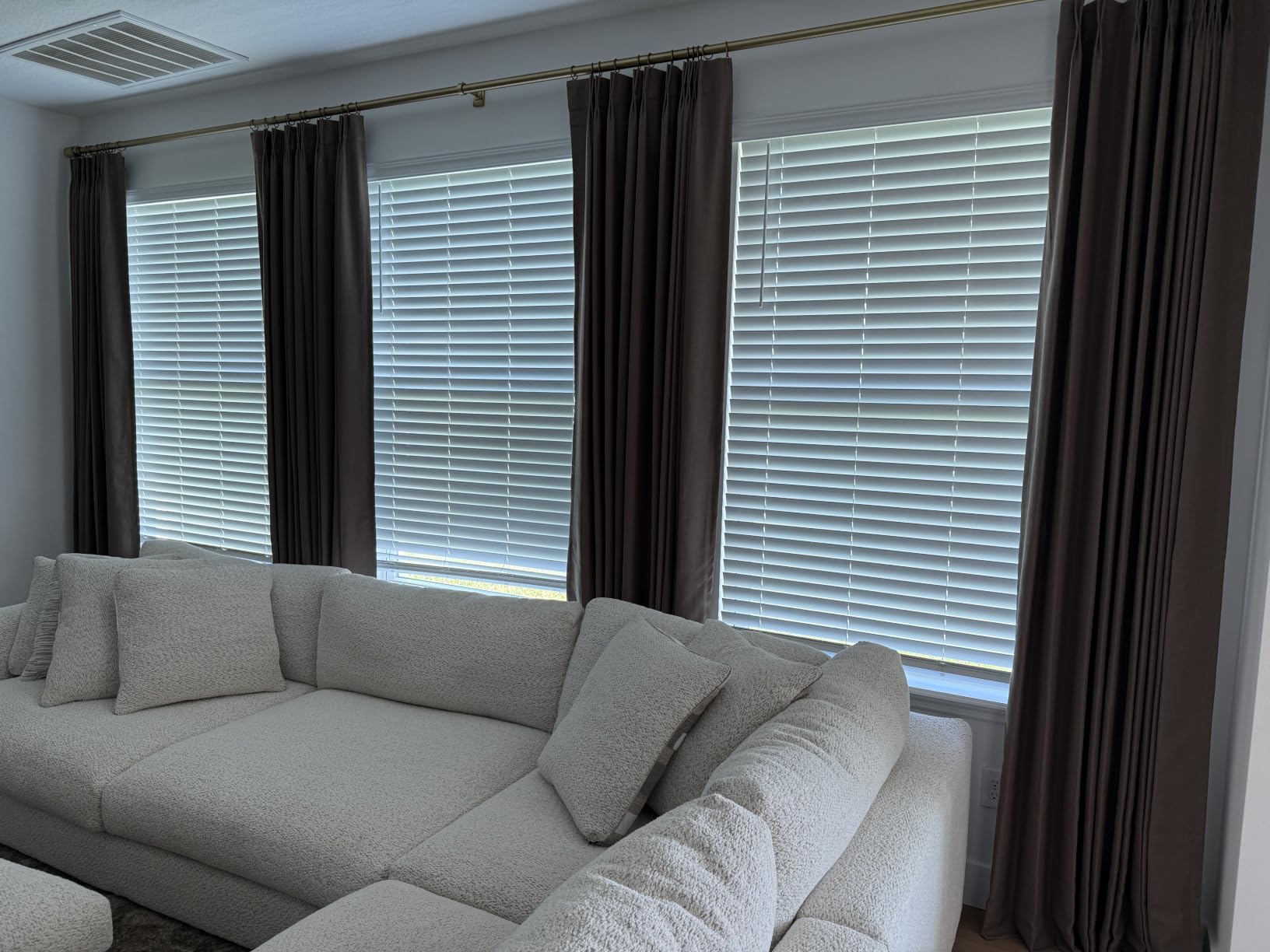 Vision Home Natural Pinch Pleated Full Blackout Curtains Linen Blended Room Darkening Window Curtains 90 inch for Living Room Bedroom Thermal Insulated Pinch Pleat Drapes with Hooks 2 Panel 40