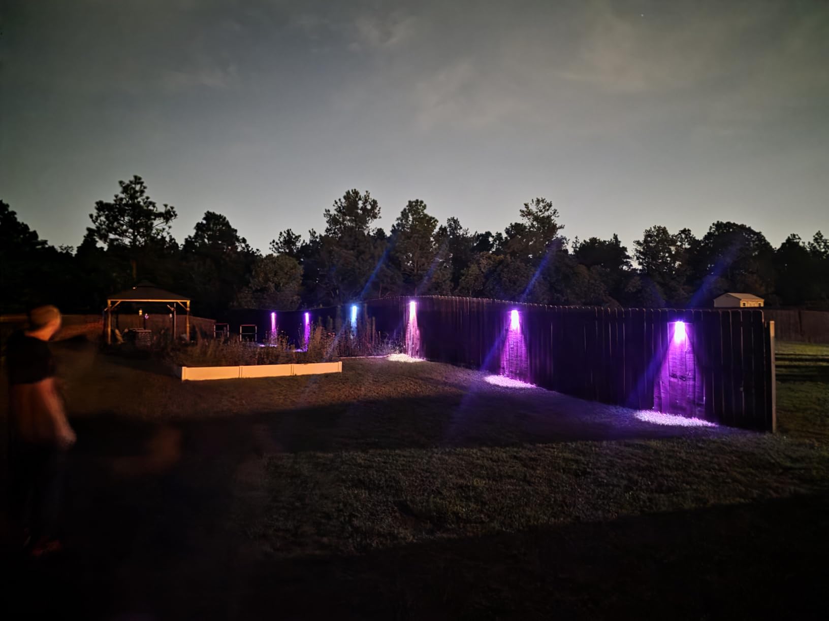 JOFIOS Solar Fence Lights 12 Pack, 50 Lumens Outdoor Fence Solar Lights with 12 Modes RGB Color Glow LED Solar Lights Outdoor Waterproof, Solar Lights for Patio, Backyard, Deck, Fence, Railing. customer photo 2