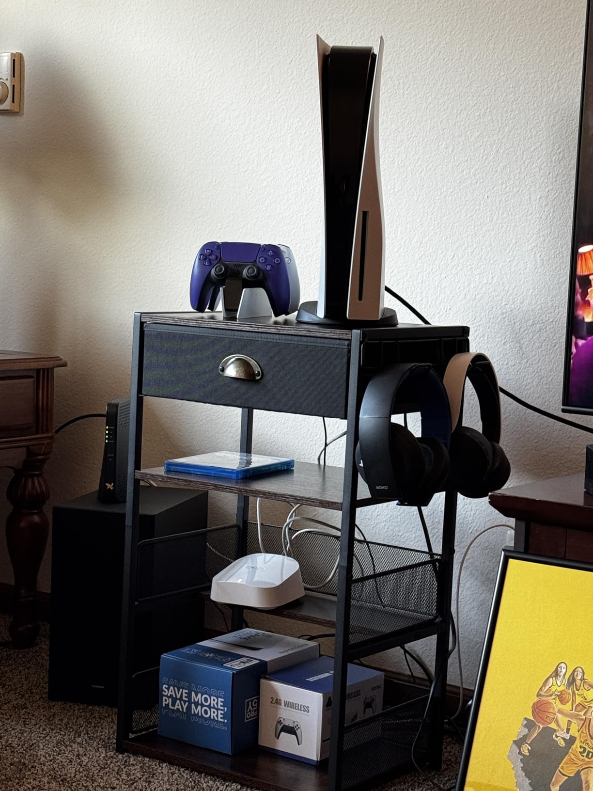 Hongtamoya 4-Tier AV Media Stand with Drawer, Gaming Console Shelf customer photo 1