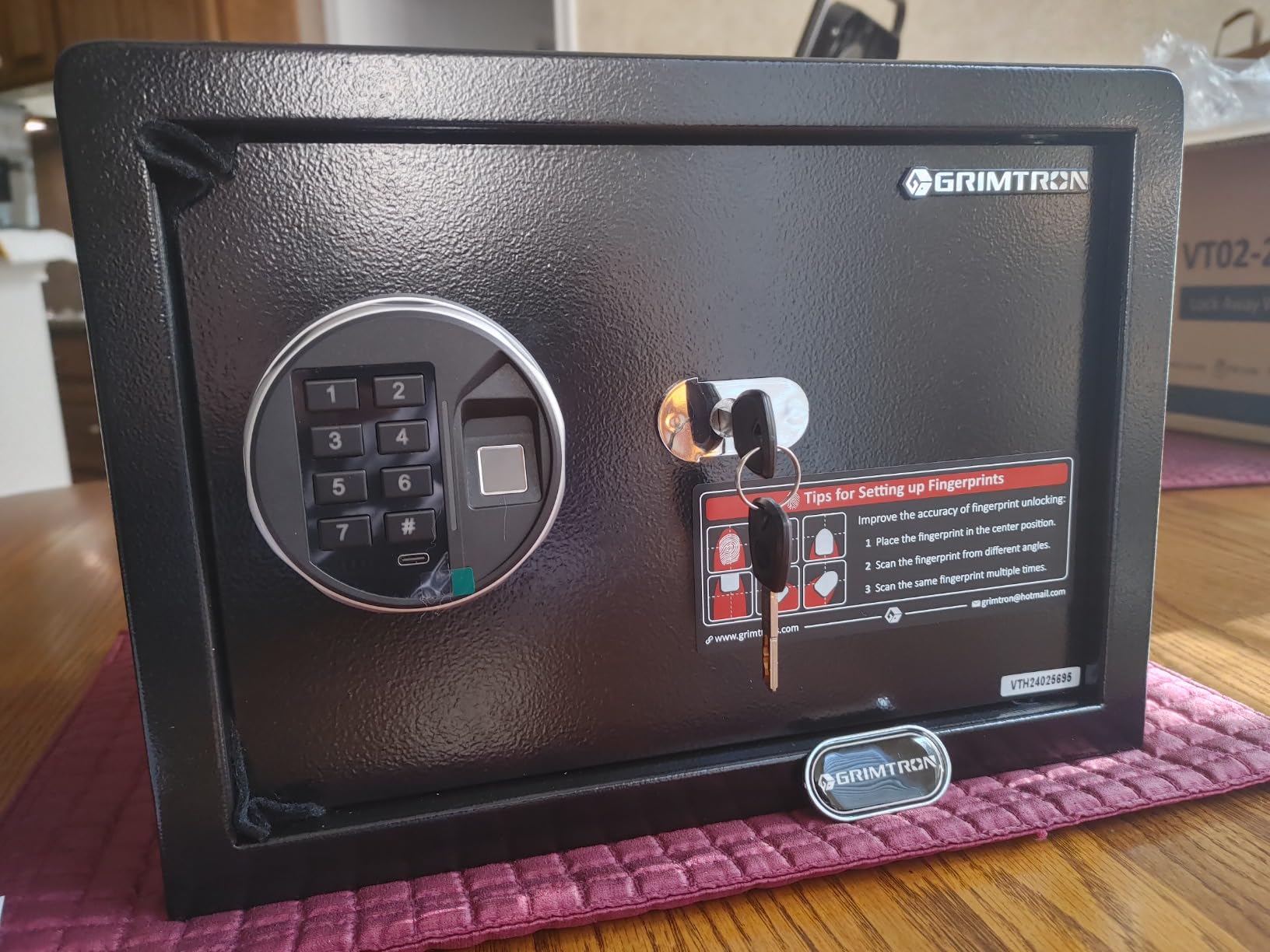 Grimtron 35LB Biometric 4 Pistols Safe with Fingerprint Lock, 3-8 Digit PIN customer photo 2