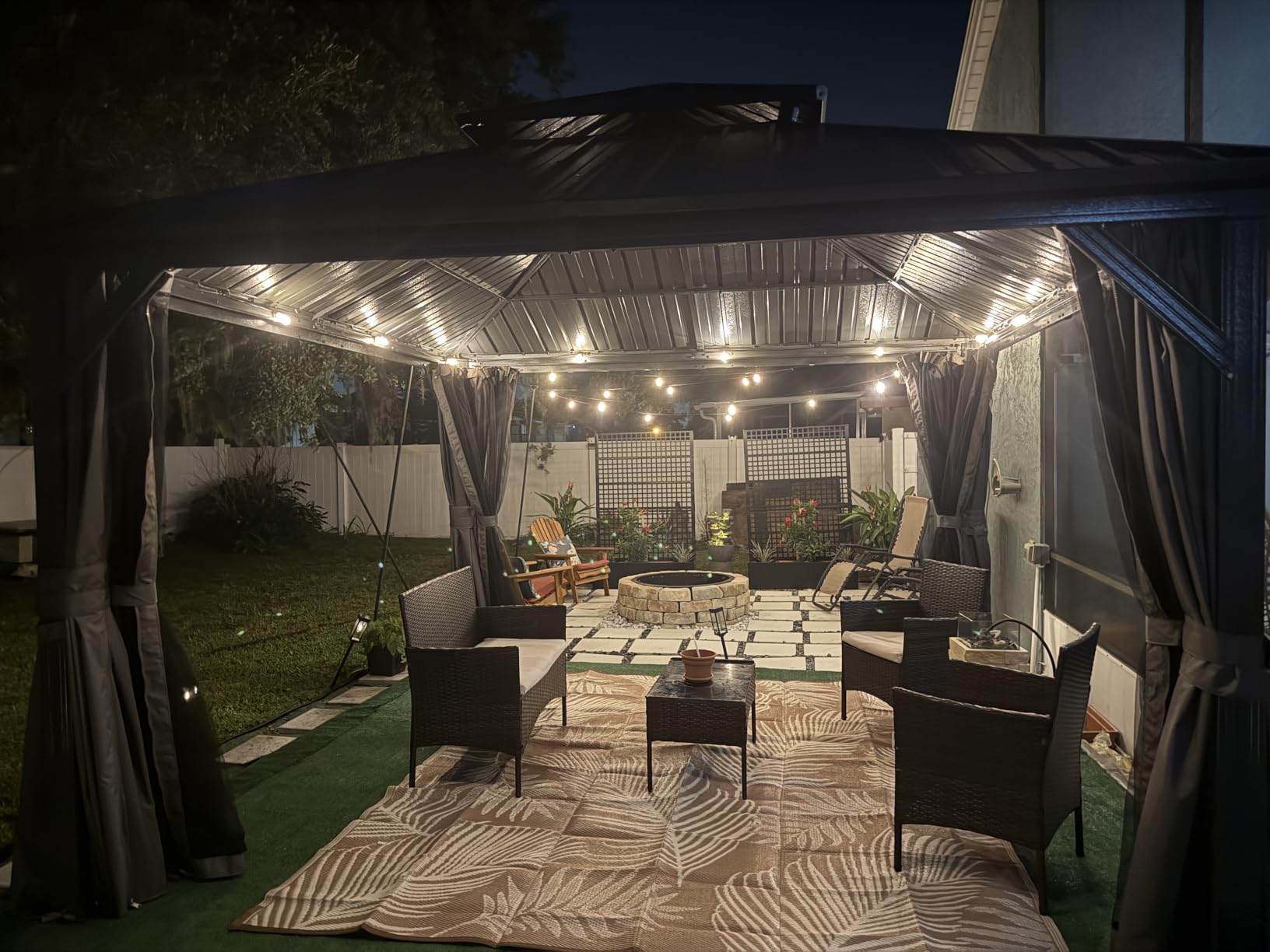 Pauwer Waterproof Outdoor Rug 5x8, Plastic Straw Patio Rug, Leaf Brown customer photo 1