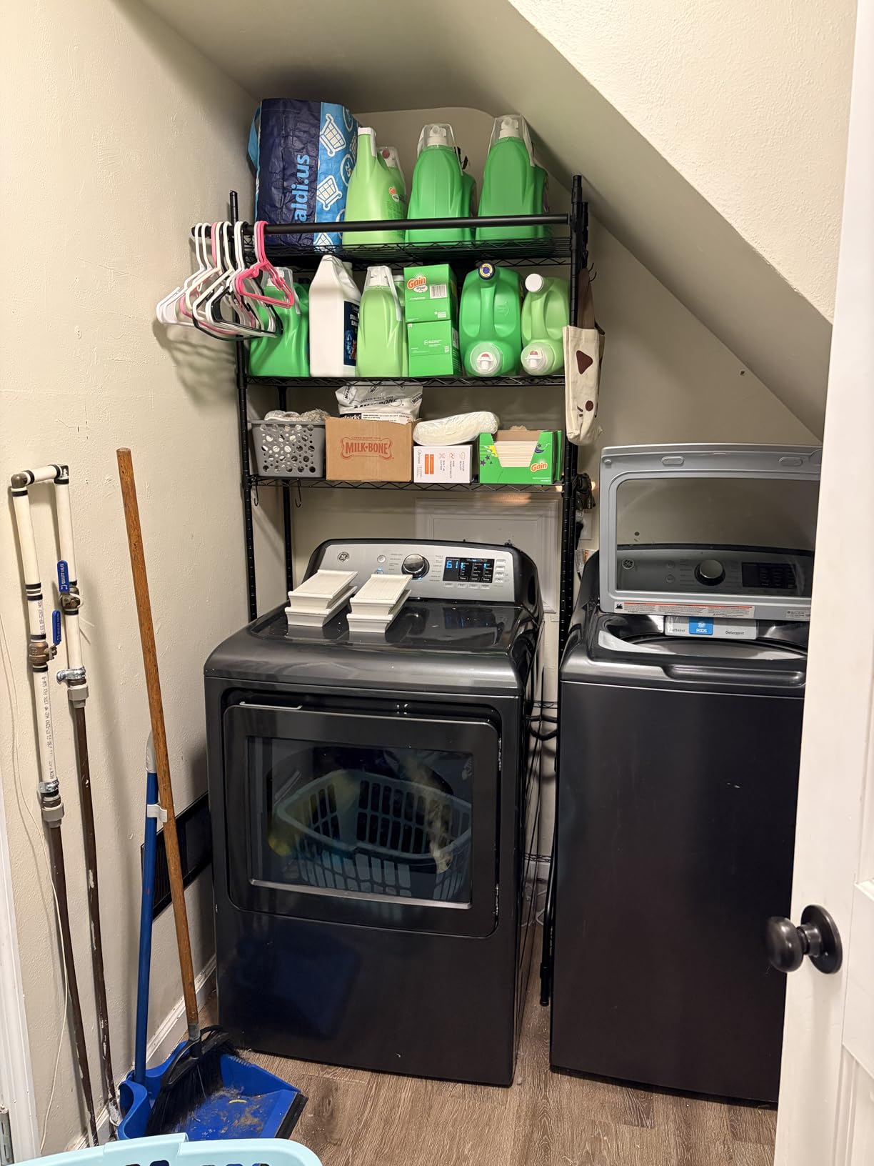 Ulif U11 Over Washer and Dryer Shelves, 3 Tiers Laundry Room Storage and Organizer Standing Shelf, Metal Freestanding Clothes Drying Rack, 33.9