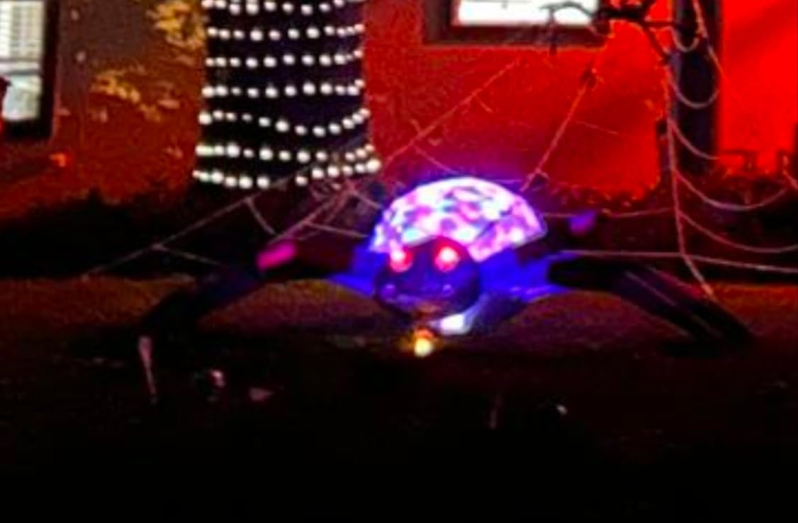 COMIN 9FT Halloween Inflatables Decorations Green Spider Yard LEDs Decor | Built-in LEDs and green scary spider design for Halloween lawn, garden, porch and party displays. customer photo 2