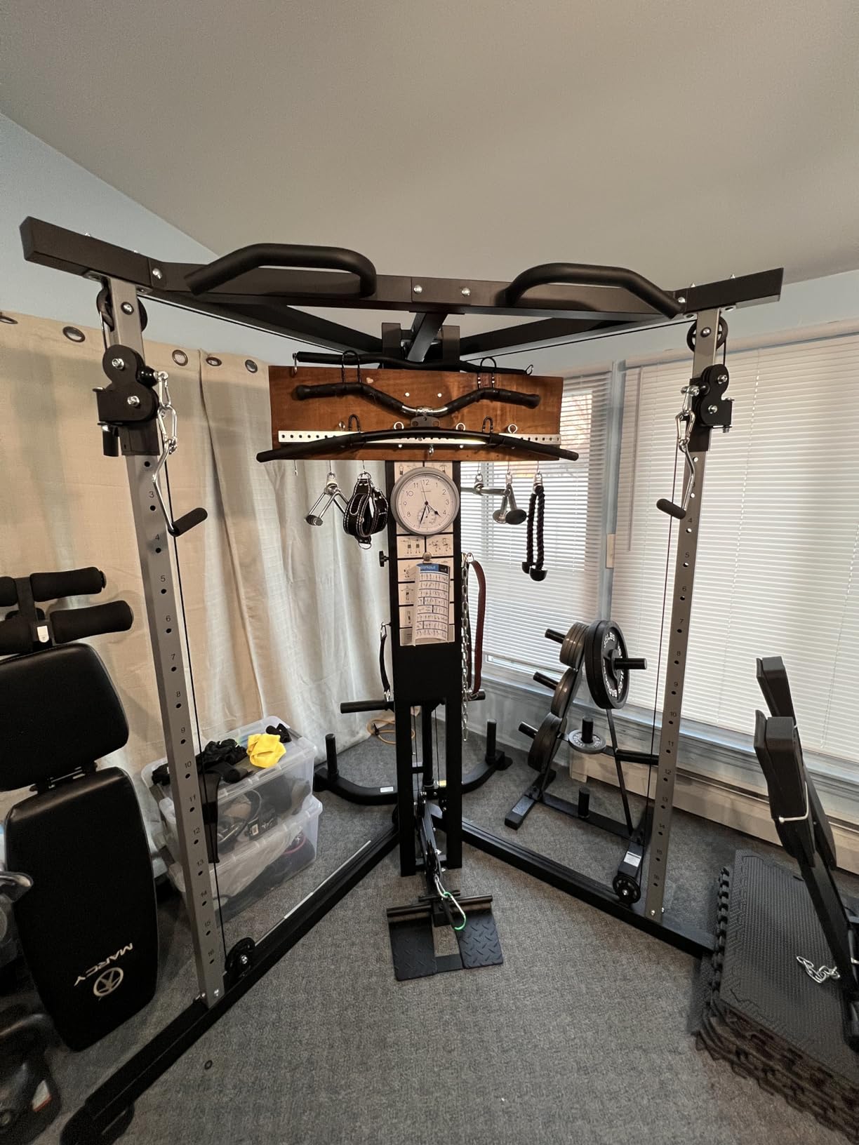 DONOW Cable Crossover Machine, Cable Fly Machine Home Gym System Workout Station with Dual Pulley System Pull-Up Bar Cable Bar and LAT Pull Down System customer photo 2