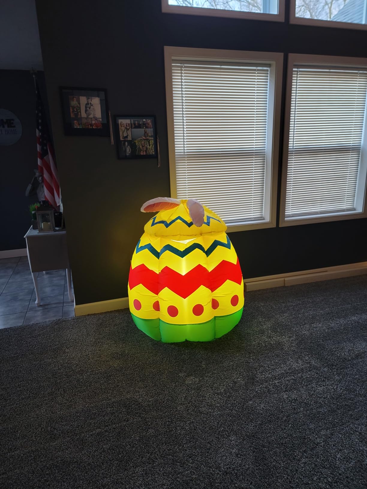 [Pop Up and Down] 5.7 Ft Easter Inflatable Bunny Broke Out of Colorful Easter Eggs, Blow Up Rabbit Decorations Outdoor with Built-in LED Easter Party Decor Yard Garden Lawn Indoor Outdoor Home customer photo 1