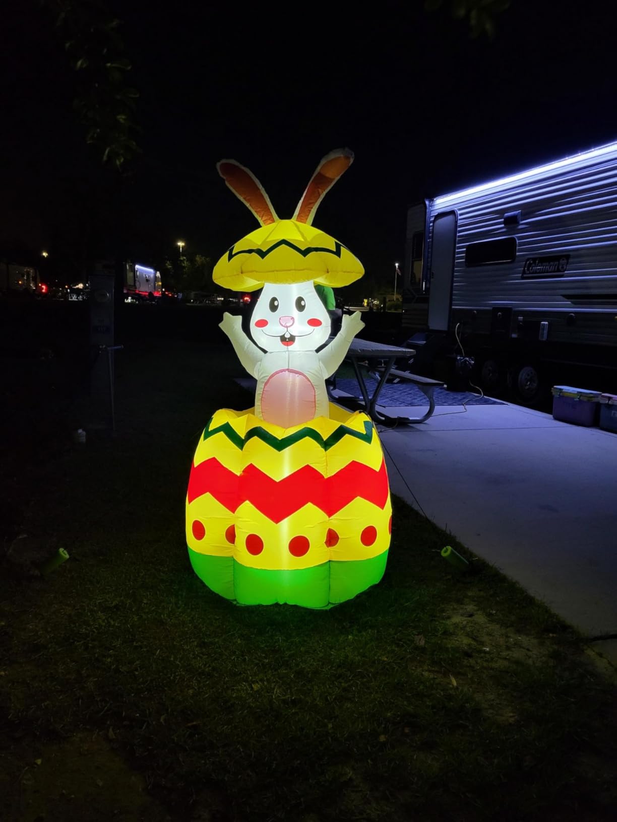 [Pop Up and Down] 5.7 Ft Easter Inflatable Bunny Broke Out of Colorful Easter Eggs, Blow Up Rabbit Decorations Outdoor with Built-in LED Easter Party Decor Yard Garden Lawn Indoor Outdoor Home customer photo 2