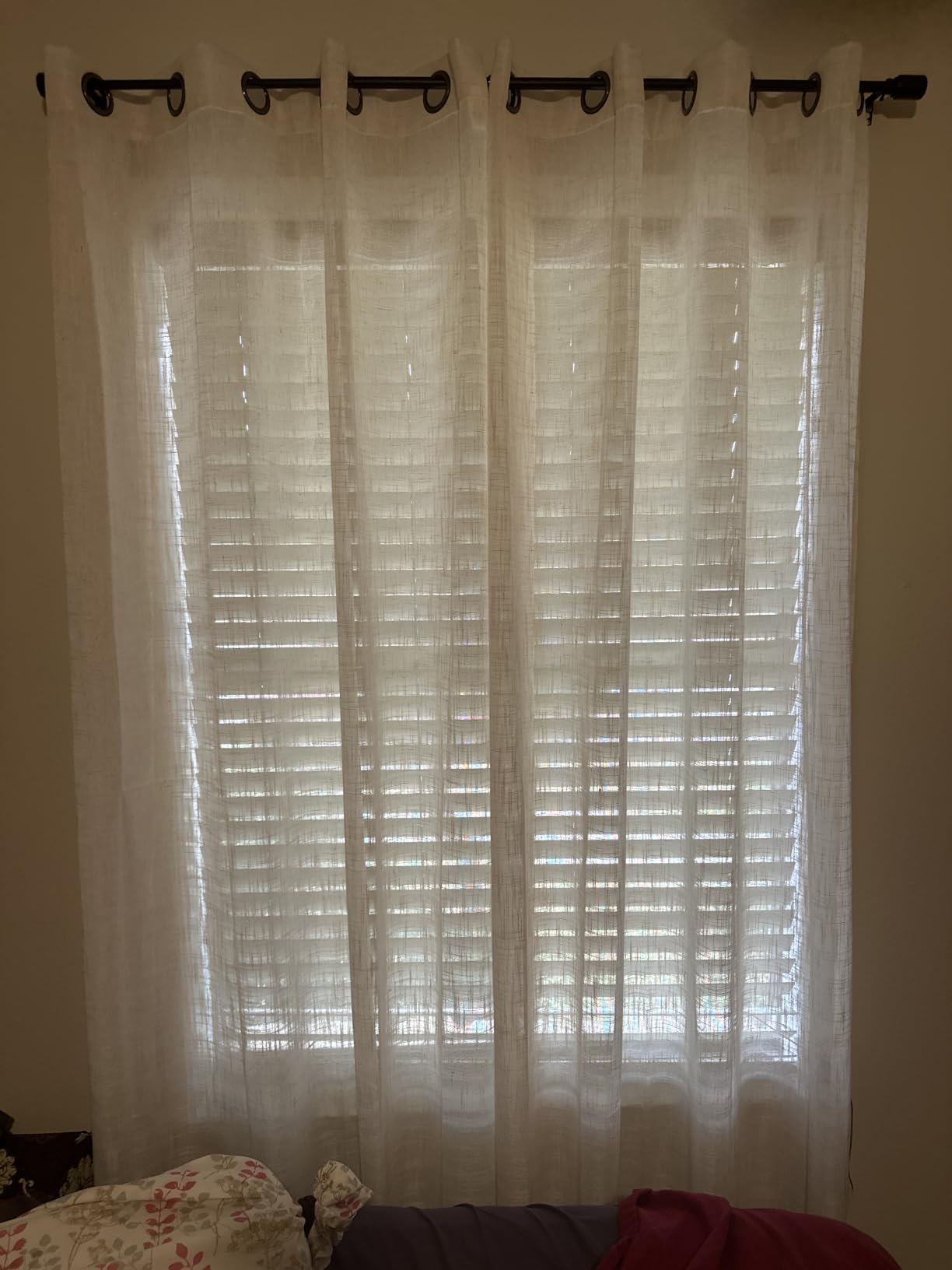 LAMIT Cream Ivory Linen Semi Sheer Curtains 84 inch Length for Bedroom customer photo 1