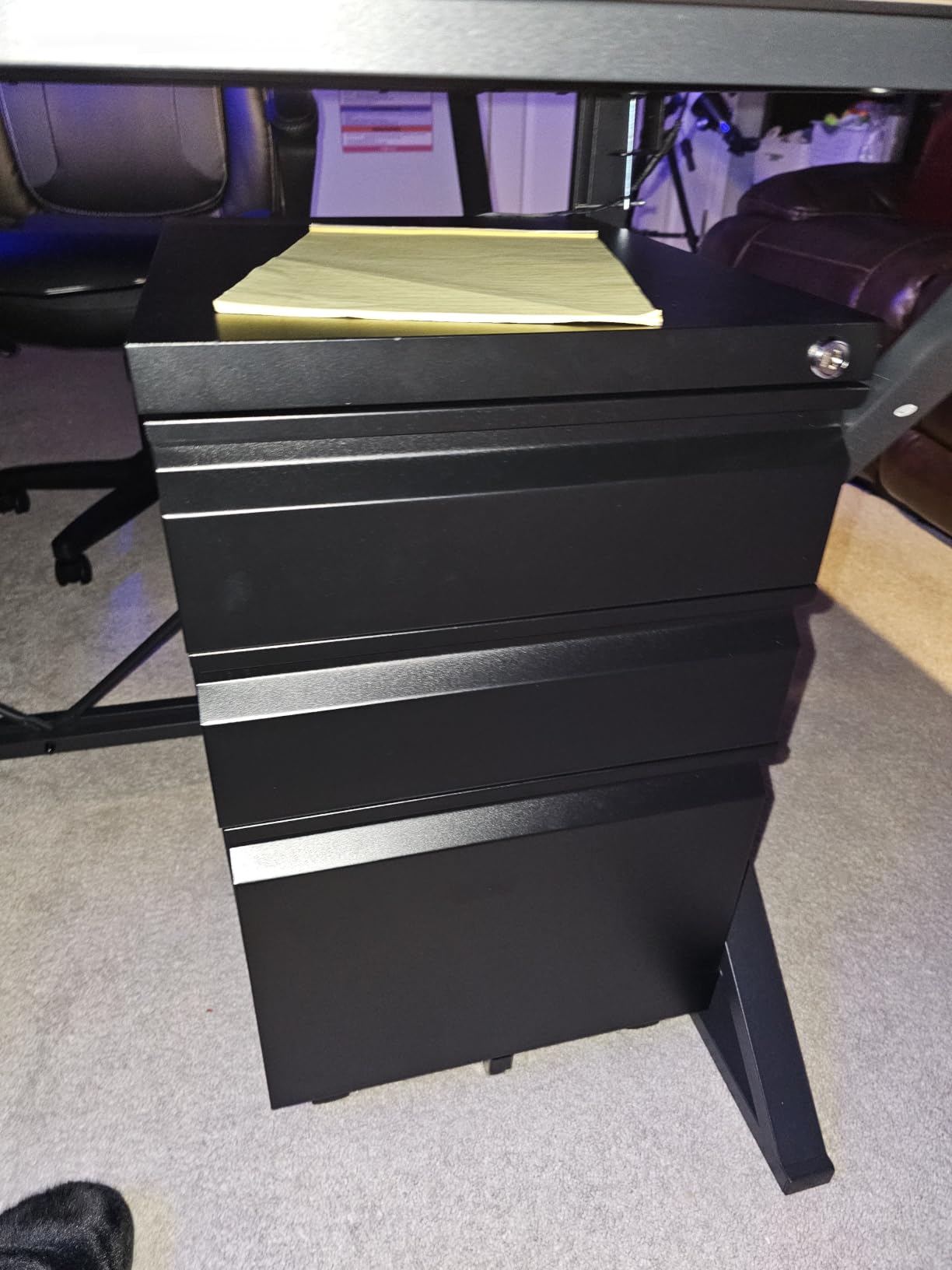 Letaya Mobile File Cabinet with Lock,2 Drawer Under Desk Metal Rolling Filing Cabinets for Home Office Organizer Letters/Legal/A4(Fully Assembled-Black) customer photo 1