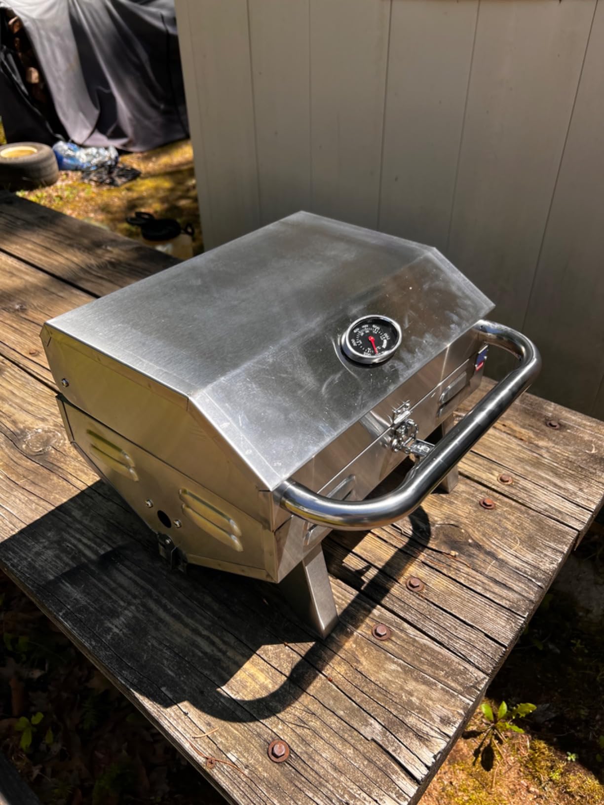Tailwaves Marine Boat Grill w/Rod Holder Mount | Stainless Steel | Propane Boats & Tailgating & Camping | Built in Thermometer | Portable | Fold-away legs customer photo 1