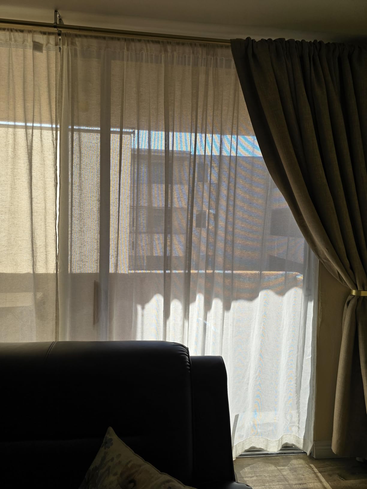 TONIAL 1 Inch Double Curtain Rods for Windows 66 to 120 Inch, Black, customer photo 1
