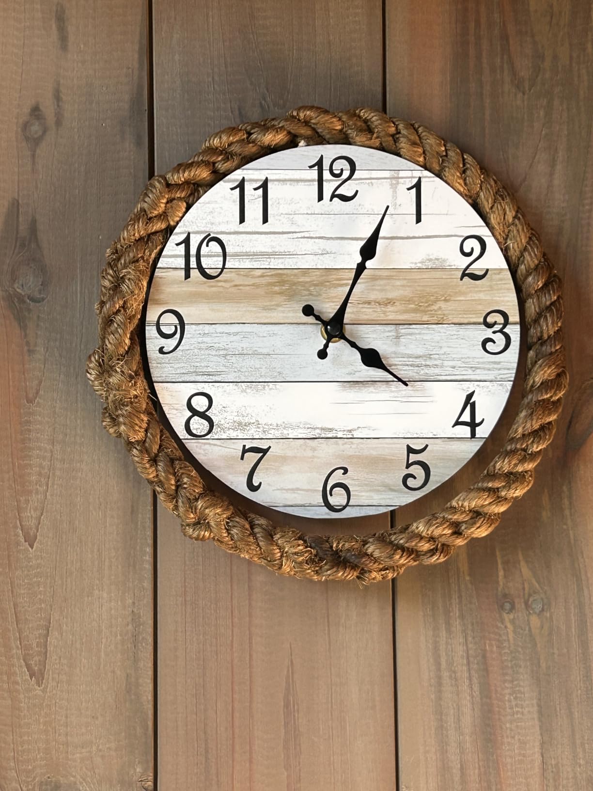 CHYLIN Wall Clock Non-Ticking Battery Operated Silent Rustic Coastal customer photo 1