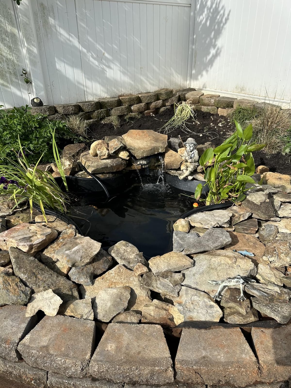 POPOSOAP Pond Waterfall with Pump Kit, 304 Stainless Steel Waterfall Spillway with 40W 660GPH Pump, Pond Spillway with 9.8FT Corrugated Tubing for Garden (12inch)-P43 customer photo 2