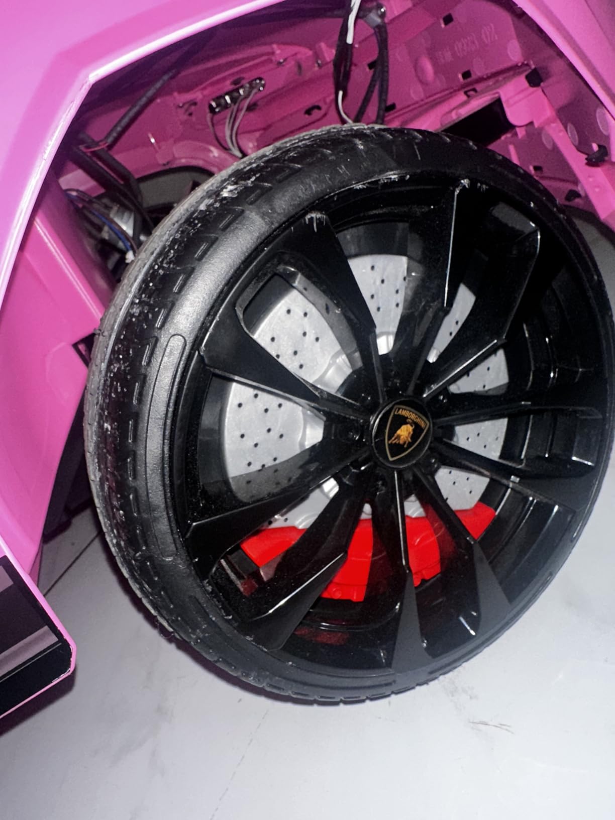 Electric Car for Kids 12V Licensed Lamborghini Ride On Car with Remote Control,Max Speed 2.5Mph,LED Lights,Music Players,Lockable Doors,Spring Suspension,Toddler Cars to Drive,Pink customer photo 1