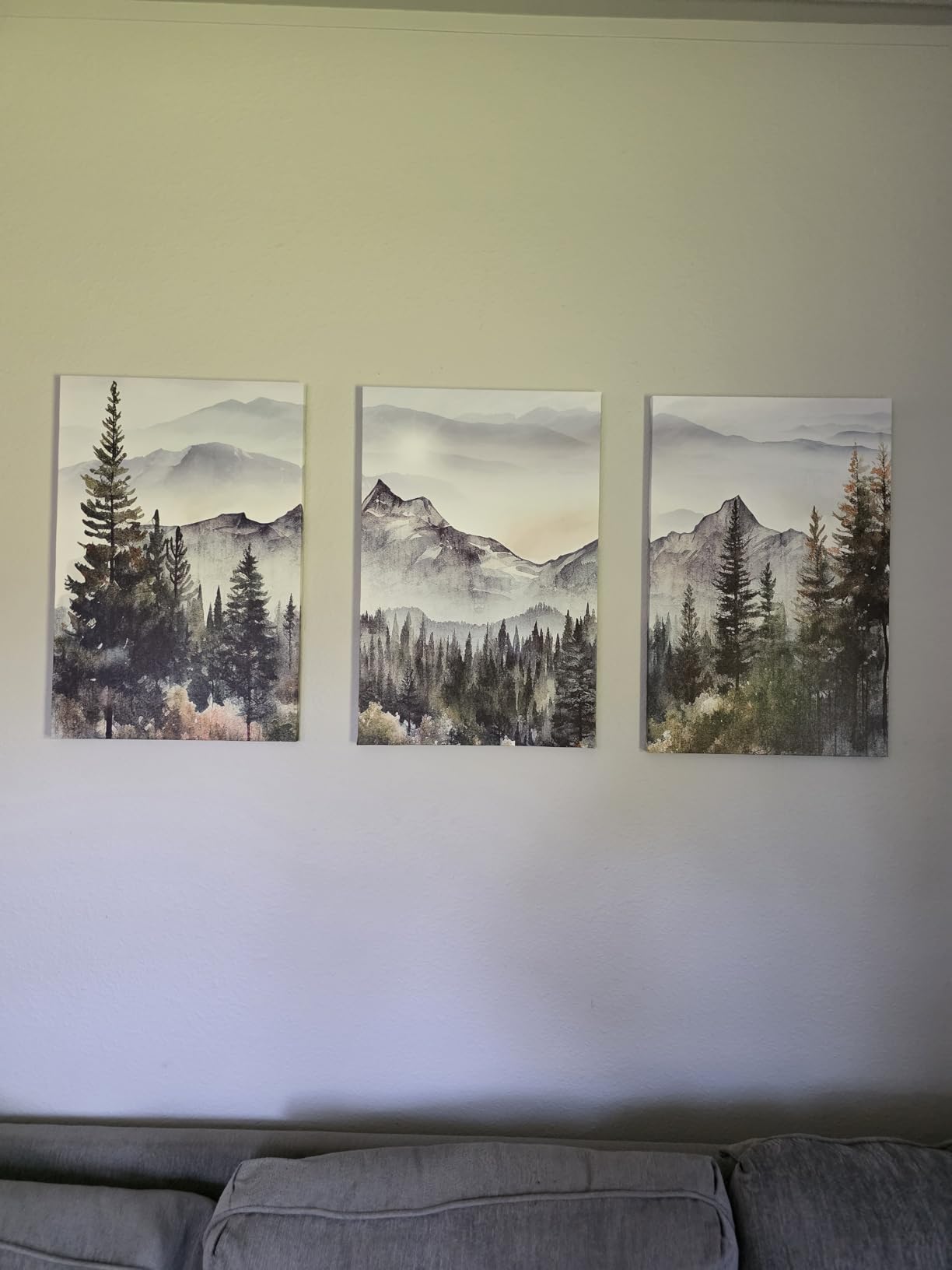 MHARTK66 Large Size Wall Art for Living Room Modern Wall Decor for Bedroom Office Decor Abstract Mountain Forest Landscapes Ink Painting 3 Piece Framed Canvas Art Prints Ready to Hang Wall Pictures customer photo 2