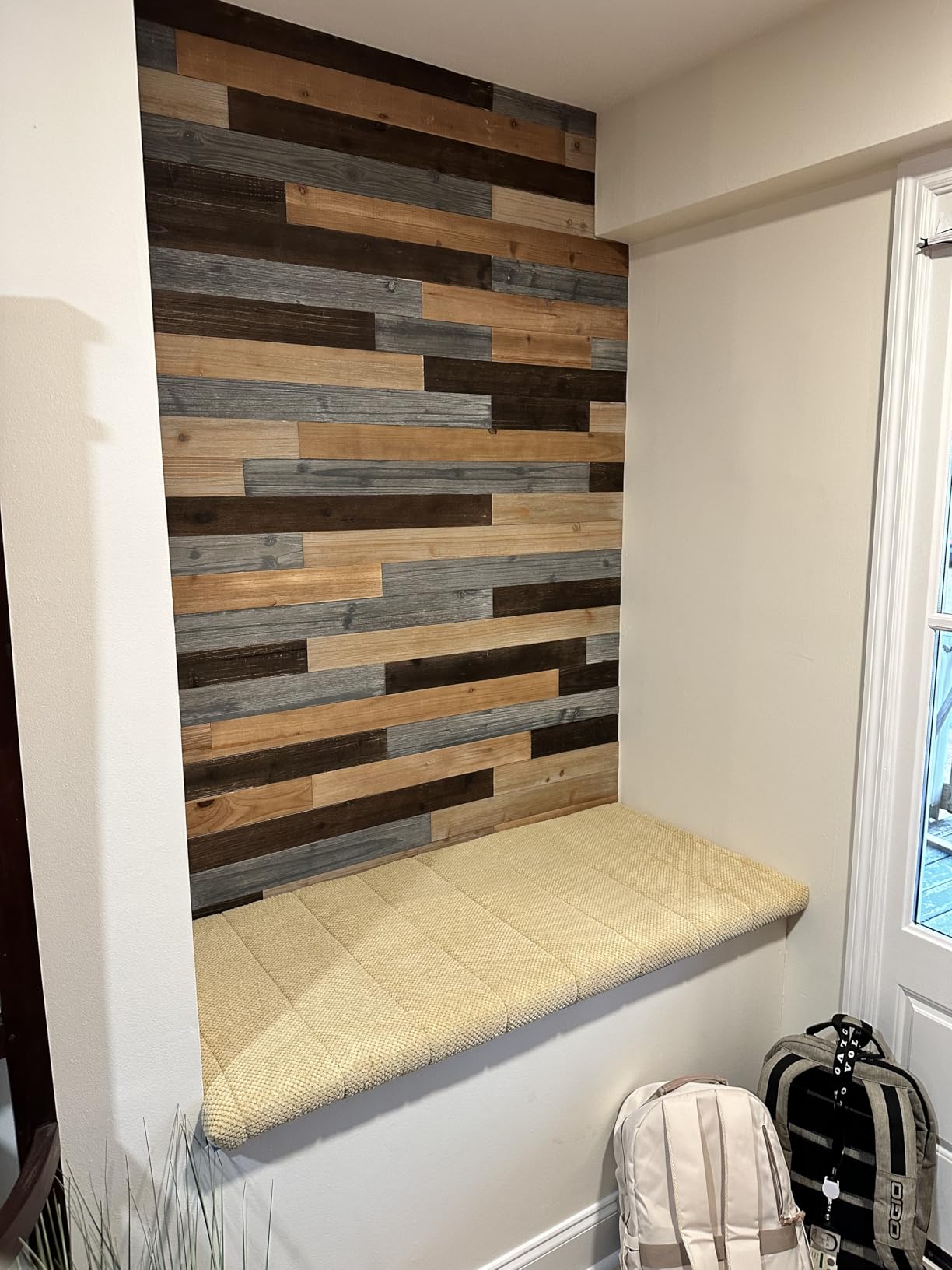 Peel & Stick Real Wood Planks, Rustic Reclaimed Barn Wood Paneling, Brown Gray Combinations, 10.5 sq. ft customer photo 1