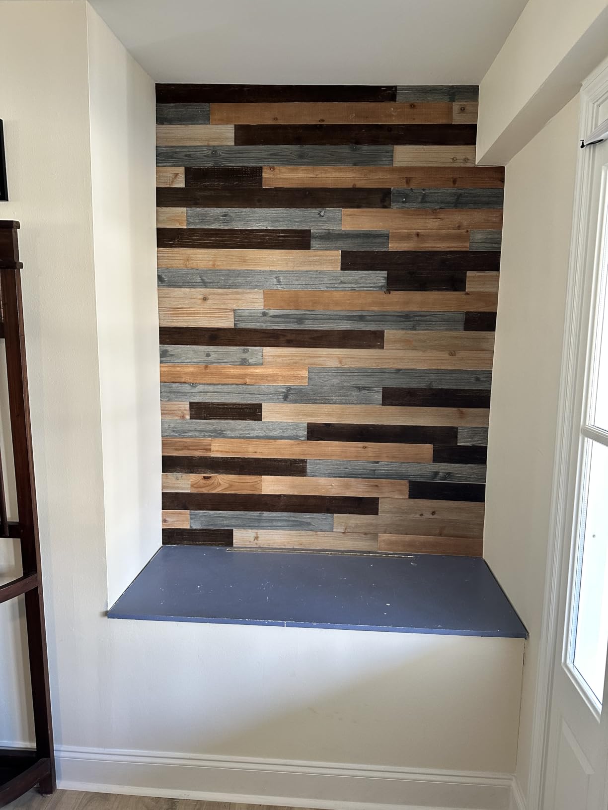 Peel & Stick Real Wood Planks, Rustic Reclaimed Barn Wood Paneling, Brown Gray Combinations, 10.5 sq. ft customer photo 2