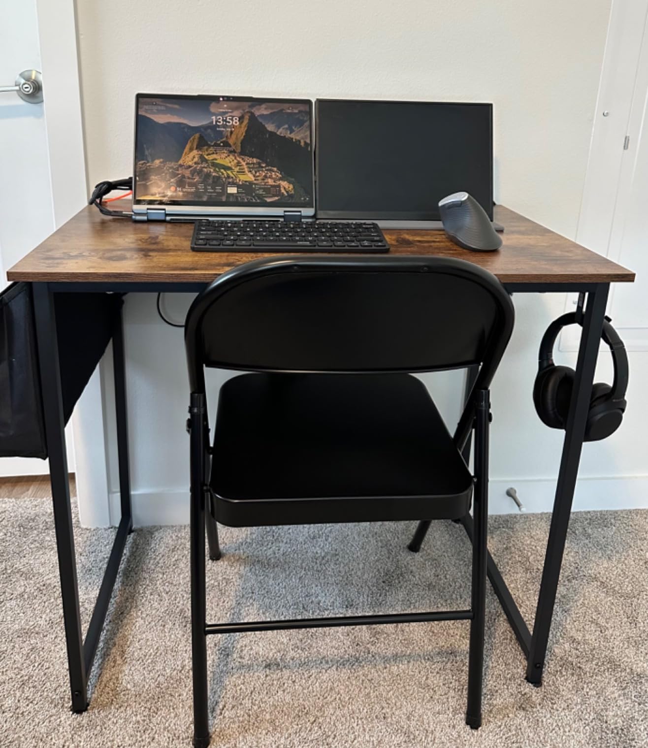 DLisiting Small Desk with Drawers for Bedroom, 32 Inch Kids Desk with 2 Fabric Drawers for Small Space, Study Writing Table PC Desks, Black customer photo 1