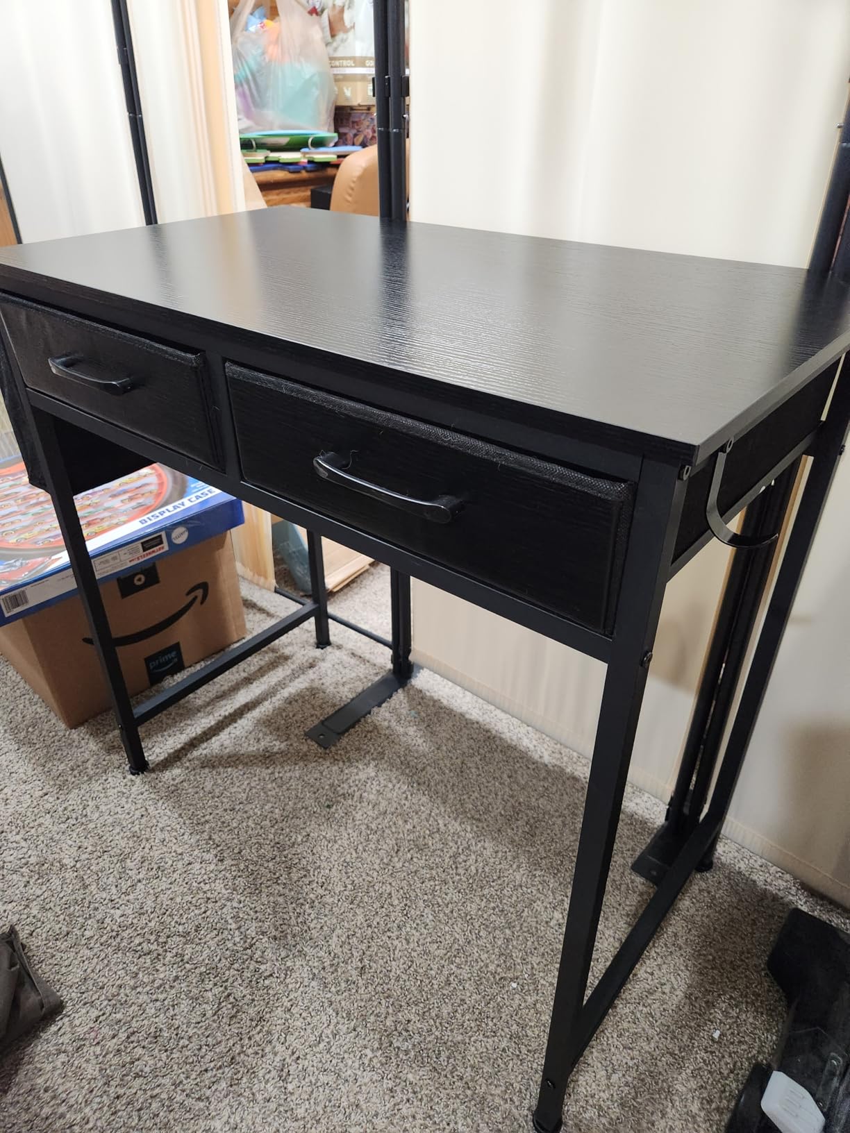DLisiting Small Desk with Drawers for Bedroom, 32 Inch Kids Desk with 2 Fabric Drawers for Small Space, Study Writing Table PC Desks, Black customer photo 2