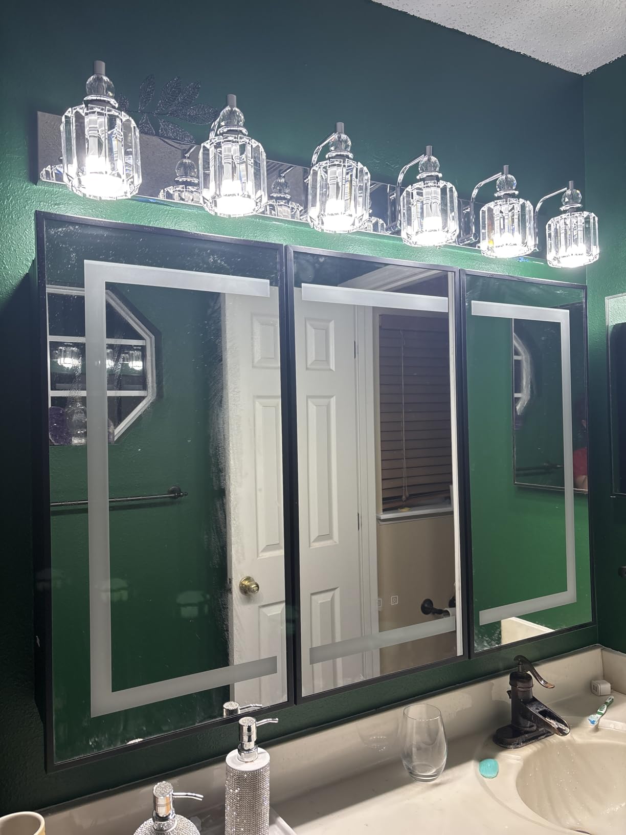 APRILSOUL 20x30 Inch Lighted Bathroom Medicine Cabinet with Mirror, Silver Recessed or Surface Mount Medicine Cabinet Mirror with Storage and LED Lights, 3 Colors Temperature, Dimmable Light customer photo 2