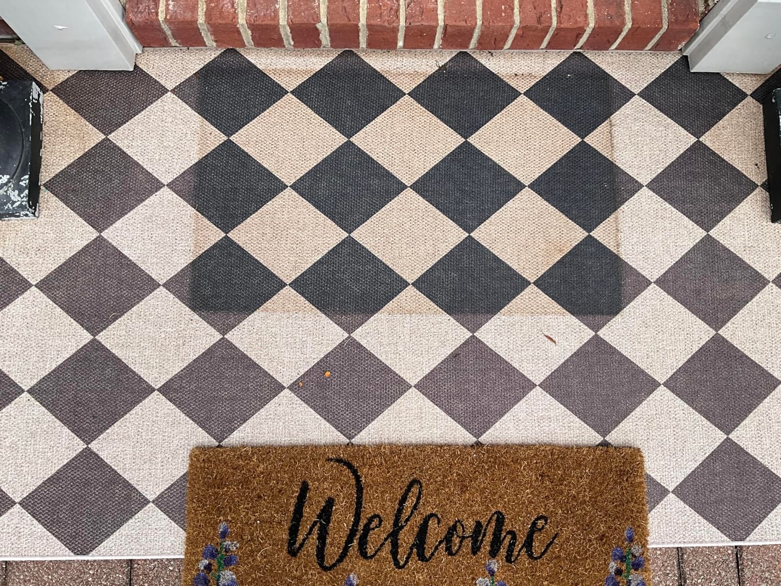 Lahome Checkered Easy Jute 5x7 Area Rugs, Washable Outdoor Patio Rug for Living Room Diamond Indoor Outdoor Carpet, Farmhouse Geometric Non Slip Black Carpet for Backyard Dining Room customer photo 1