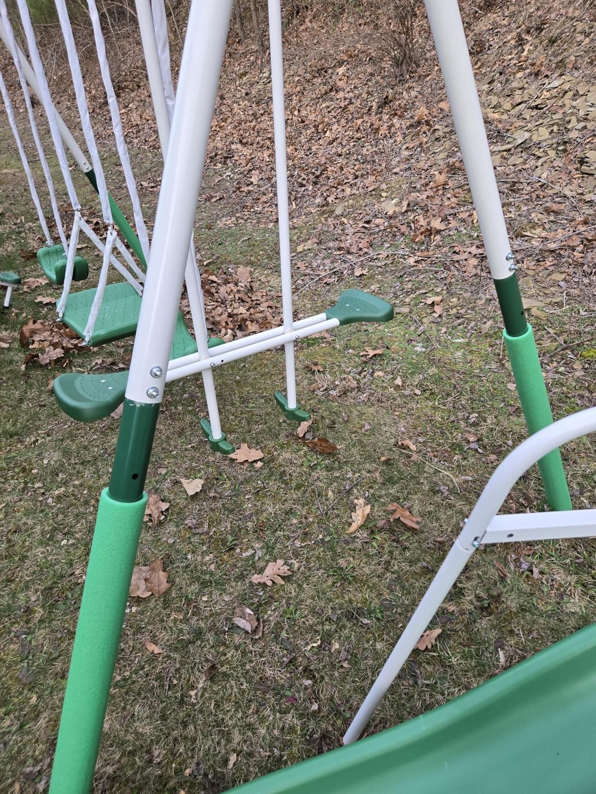 Sportspower Park Ridge Metal Swing Set for Ages 3-8, 2 Swings, Standing Swing, Roman Glider, Teeter Totter, on 5ft Slide, 6.1ft Durable Steel Frame, Anchor Kit, 800lbs customer photo 2