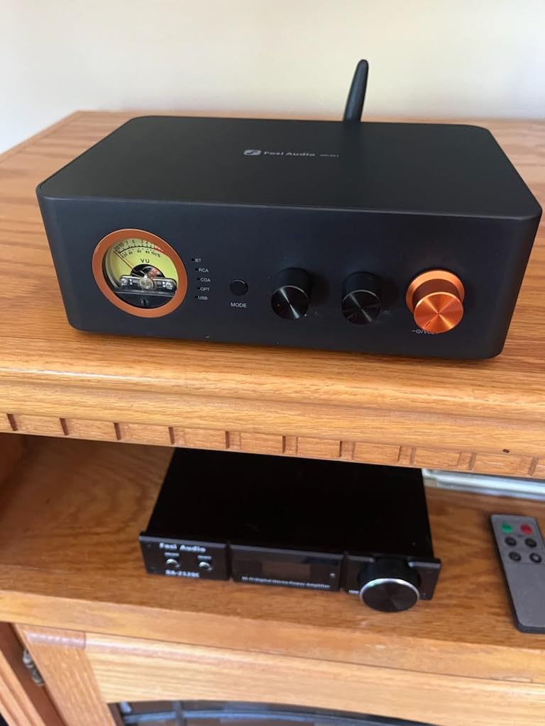 Fosi Audio MC351 2.1 Channel Integrated Amplifier with DAC, Home Audio Stereo Power Amp with Dual TPA3255 Chips for HiFi Passive Speakers, Vintage VU Meter Receiver with Bluetooth and USB/Opt/Coax customer photo 2