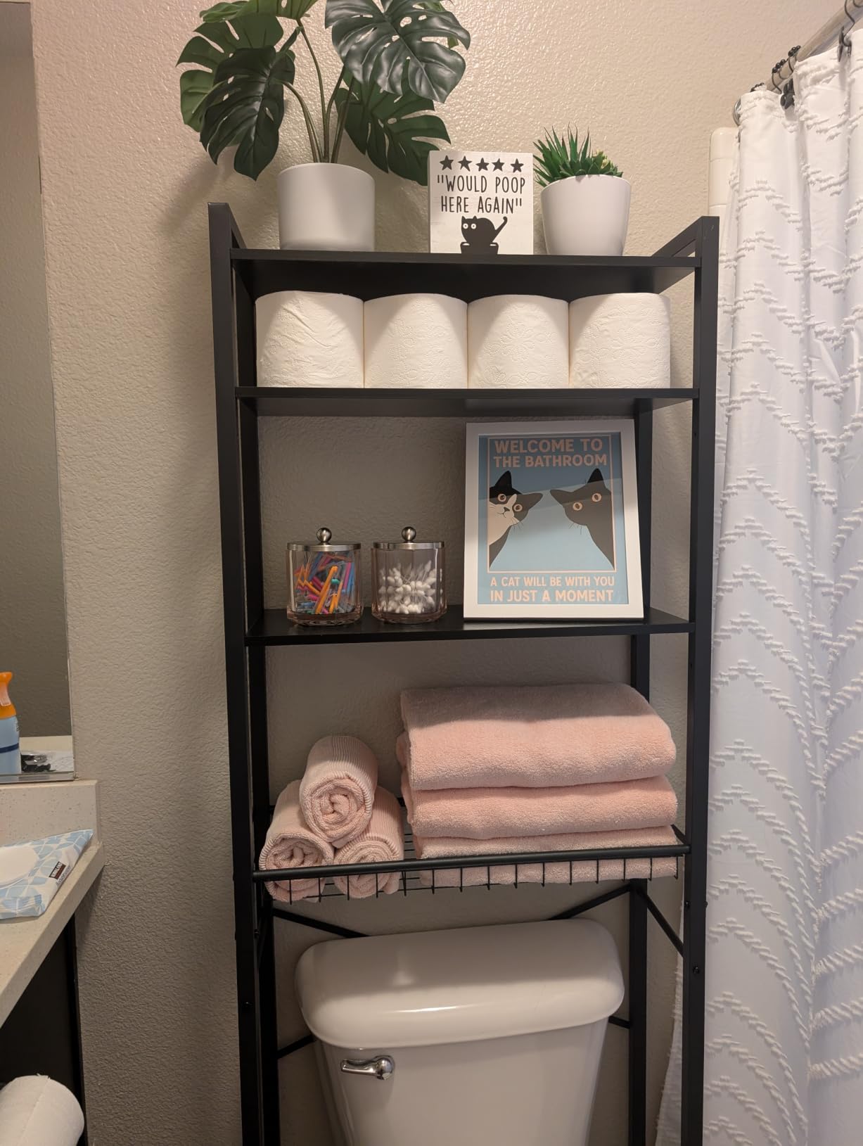Kalrin Over-The-Toilet Storage Rack, 4-Tier Bathroom Organizer Shelf Over Toilet with Adjustable Shelf and Basket, Freestanding Space Saver Bathroom Shelves Above Toilet for Room (Vintage Brown) customer photo 2