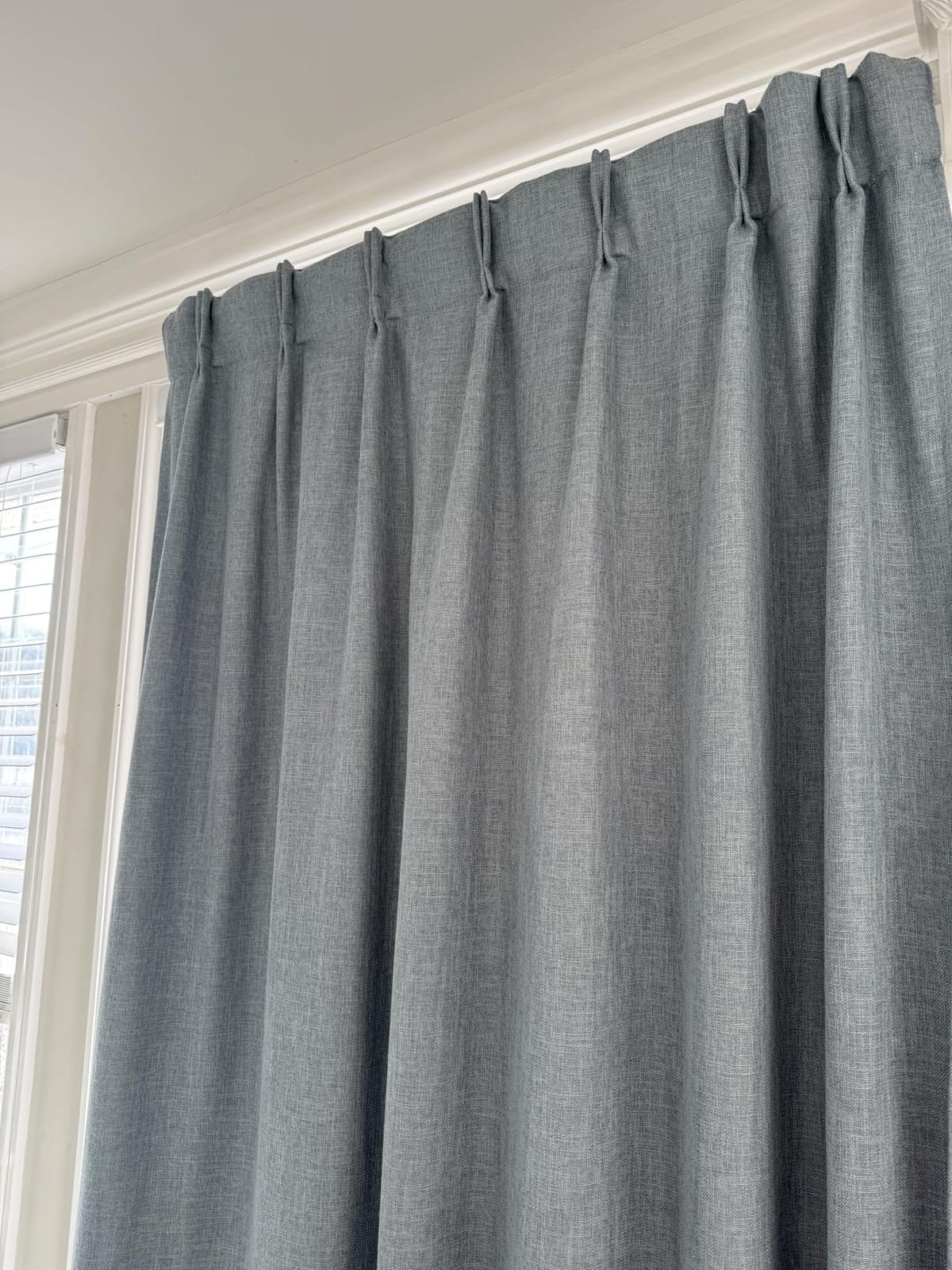 WEST LAKE 102 Inches Long Dusty Blue Bailey Pinch Pleat Full Blackout Curtains with Liners,Linen Textured Drapes for Modern Bedroom Living Room,Thermal Insulating Backtab Window Treatment,40