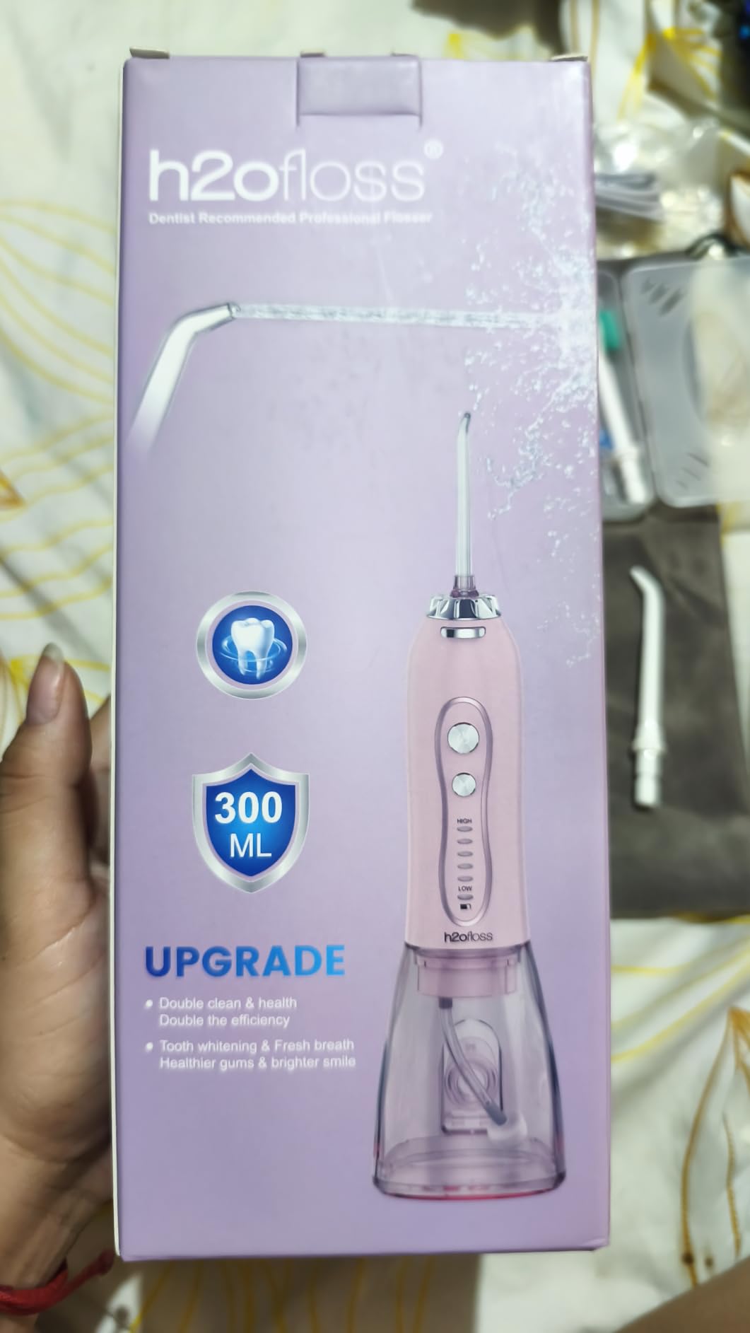 H2ofloss Water Dental Flosser Teeth Pick -Portable Oral Irrigator with 5 Modes, Rechargeable IPX7 Waterproof Orthodontic Teeth Cleaner Pick Cordless for Home Travel-300ml Water Tank customer photo 2