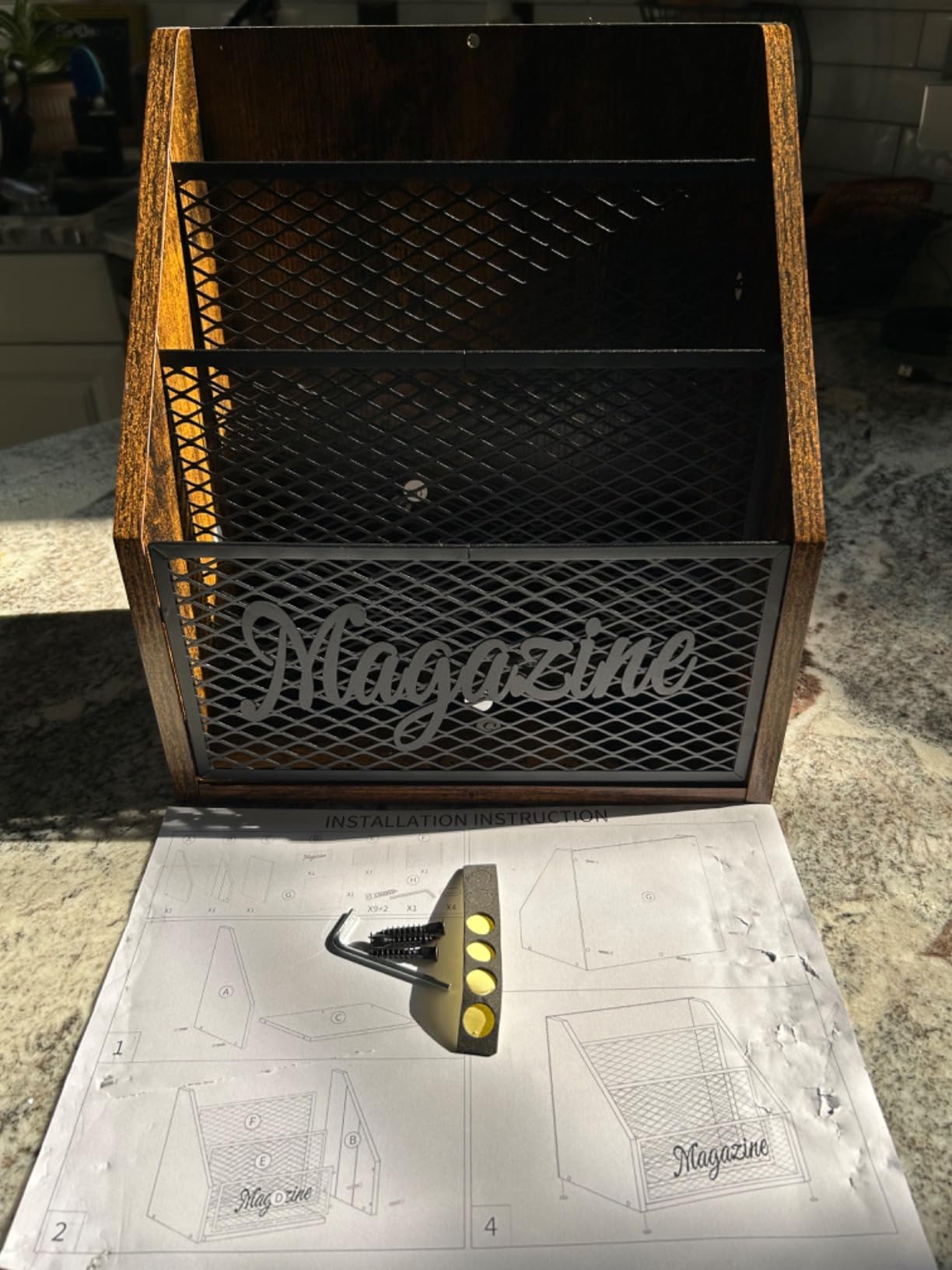 YINMIT 3 Tier Magazine Rack, Stepped Magazine Holder Floor for Home Storage customer photo 1