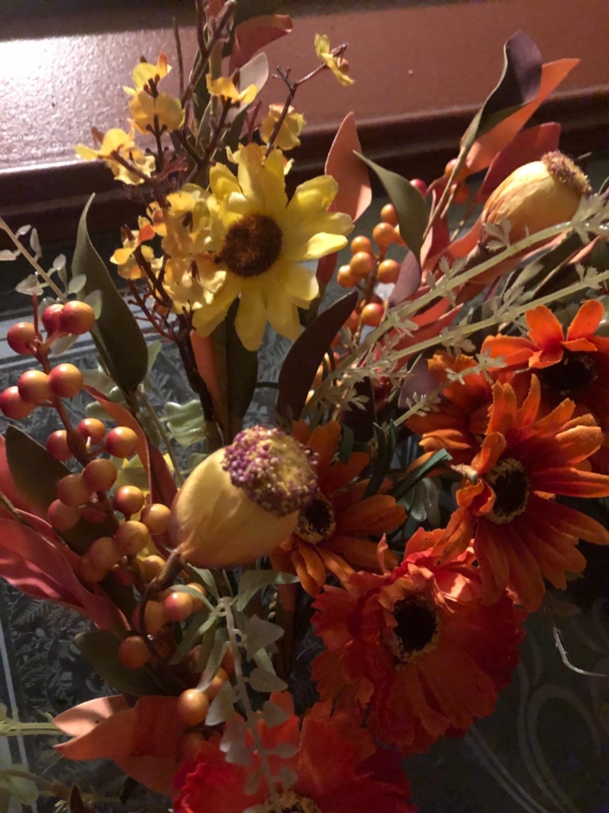 J'FLORU Artificial Fall Wreath 22 Inch Autumn Wreaths for Front Door Orange Daisy Wreath with Wildflowers Berries for Indoor Outdoor Wall Farmhouse Thanksgiving Day Harvest Festival Celebration customer photo 2
