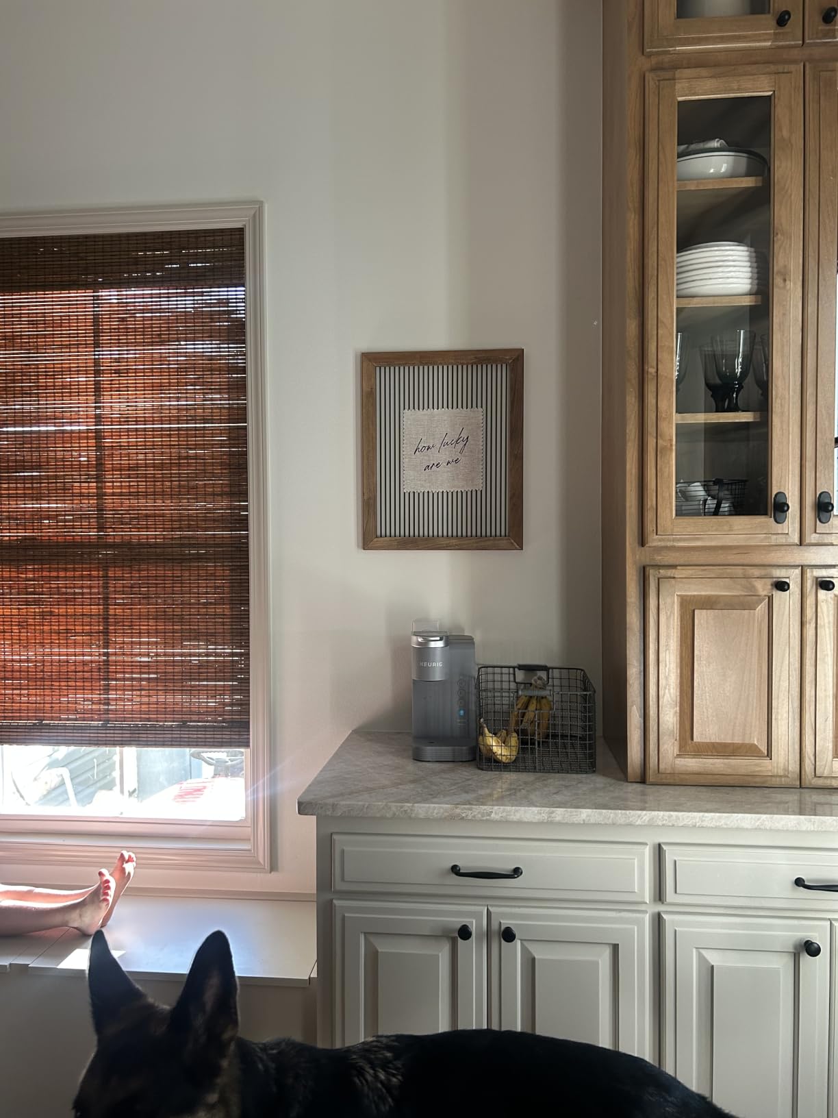 UNISHADES Cordless Bamboo Roman Shades, 26.5×48 in, Highfield Teak | Wide Bamboo Strip Weaving Technique, High light-blocking capacity, High Level of Privacy Protection customer photo 1