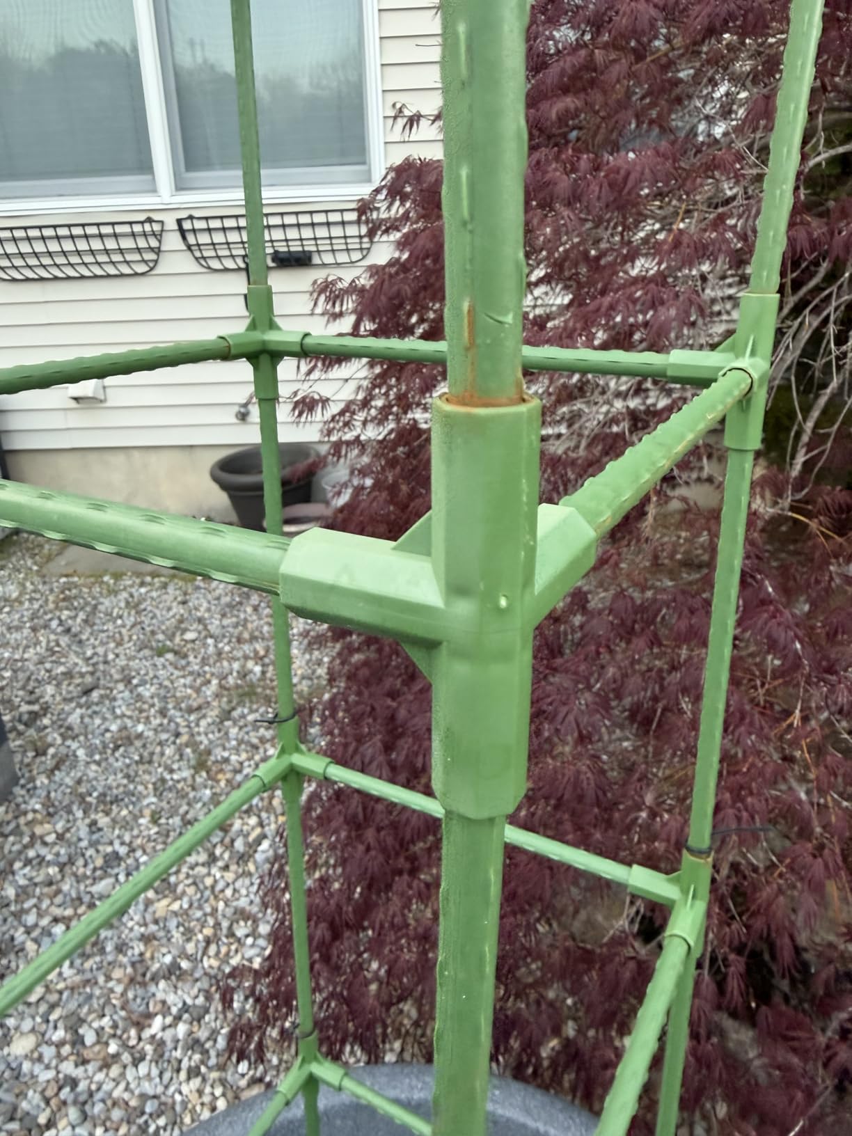 Garden Obelisk Trellis for Climbing Plants, 6FT Garden Obelisk Rustproof PE Coated Metal Potted Plant Climbing Support, Thickened Tube Plant Tower Trellis for Clematis Vine Support Indoor (2 Pack) customer photo 1